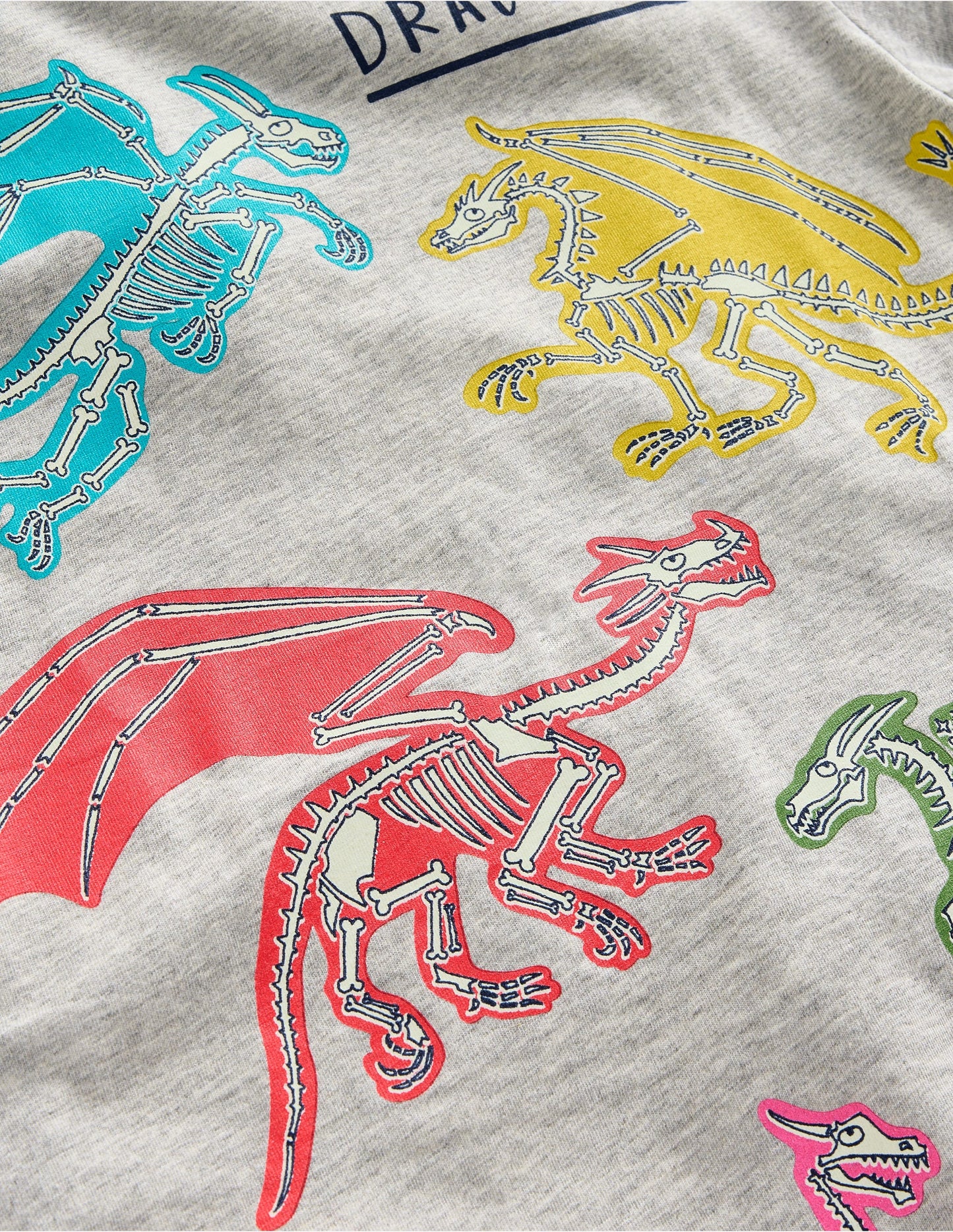 T-shirt phosphorescent à manches courtes-Dragons gris chiné