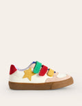 Baskets basses en cuir-Blanc et colourblock multi
