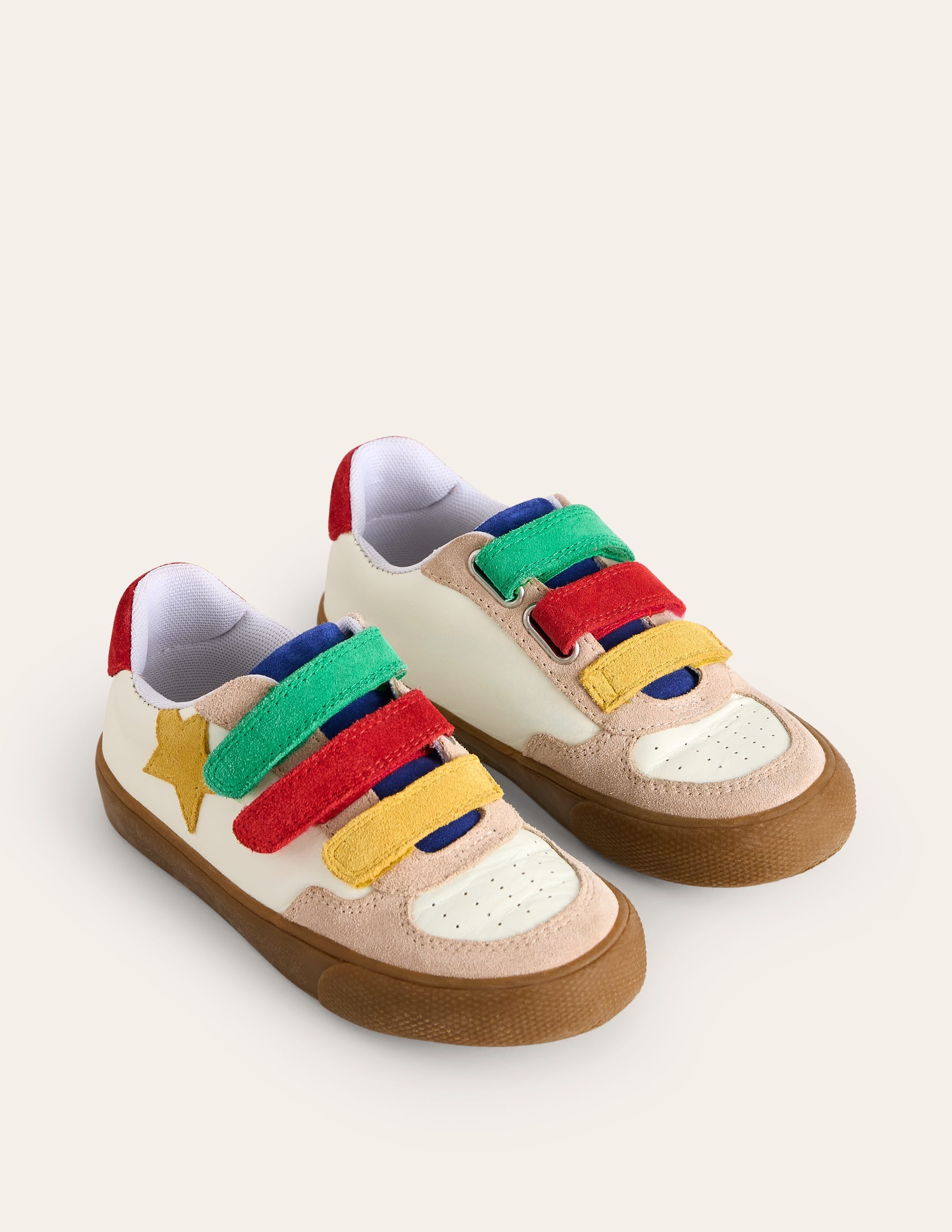 Baskets basses en cuir-Blanc et colourblock multi - Image 2