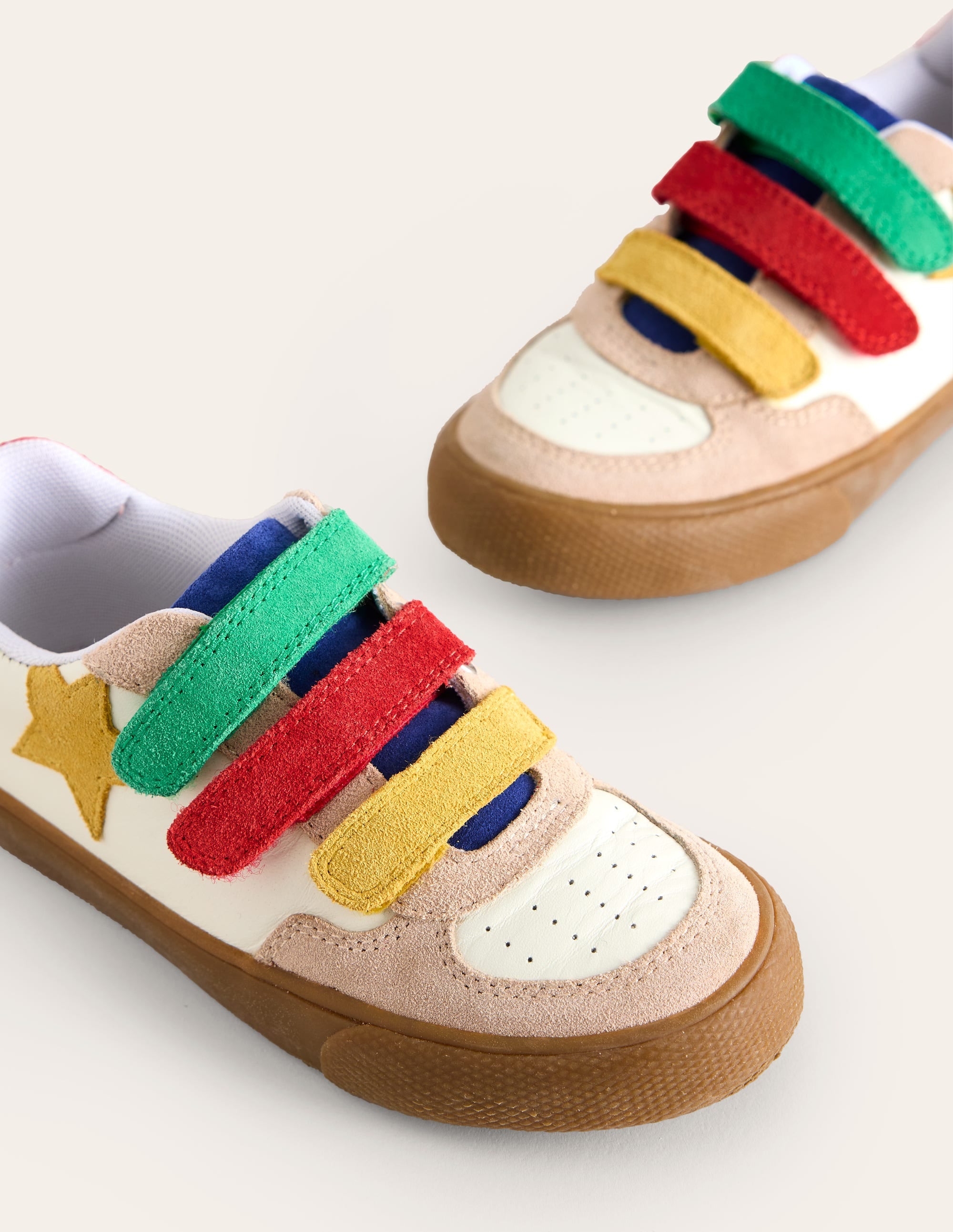 Baskets basses en cuir-Blanc et colourblock multi - Image 3