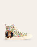 Applique Canvas High Top-Multi Floral Dog