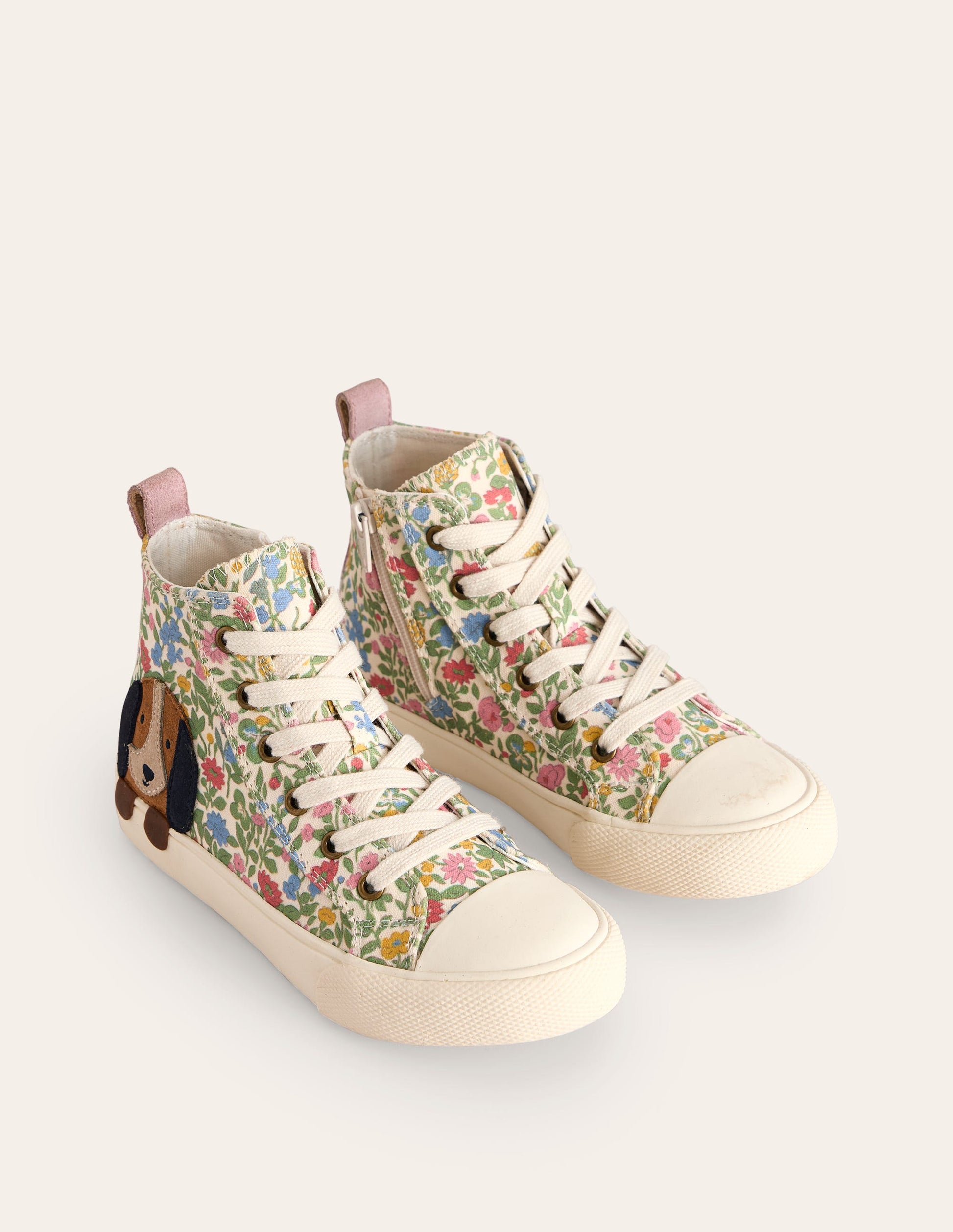 Applique Canvas High Top-Multi Floral Dog-2