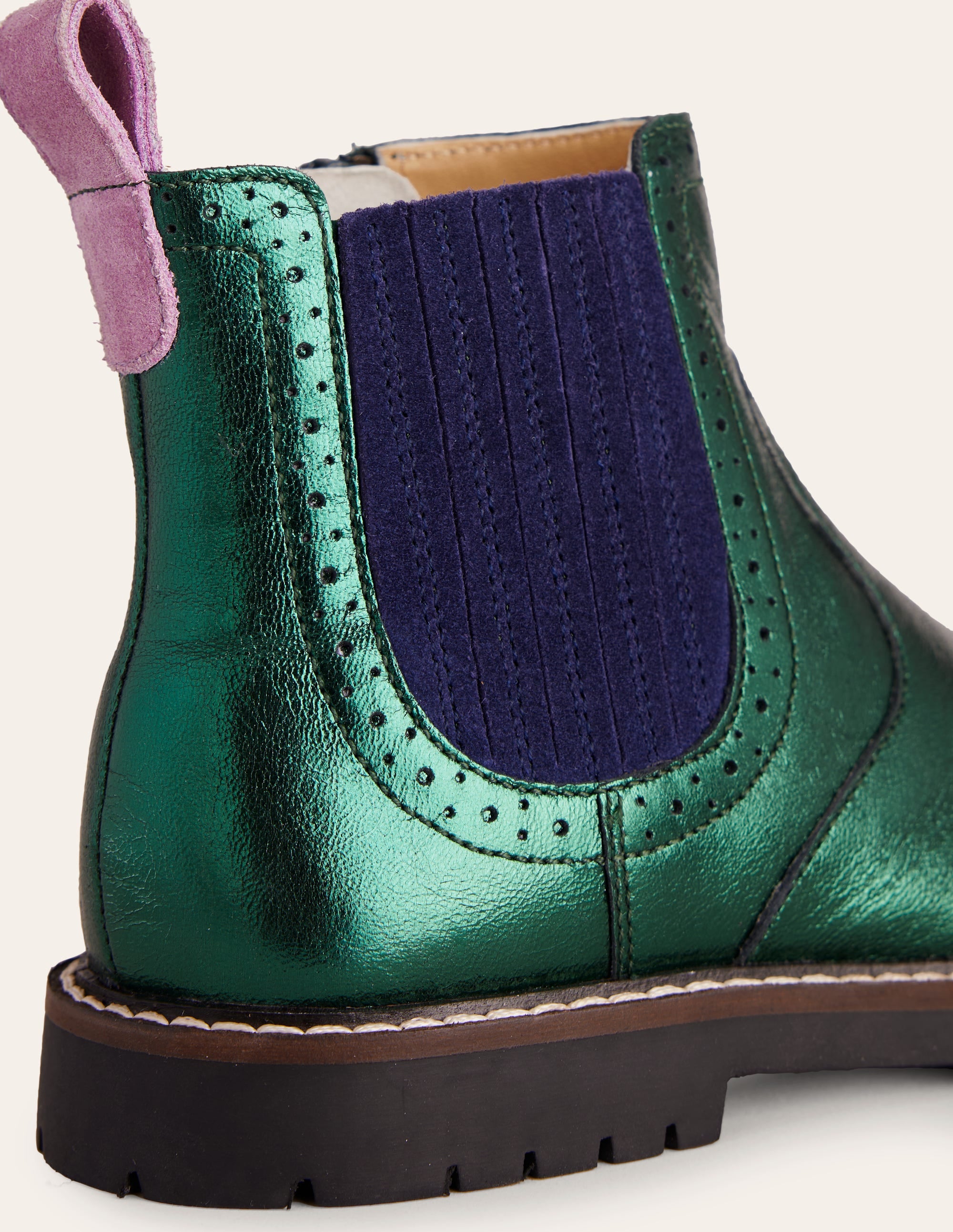 Bottines Chelsea en cuir-Vert métallisé - Image 2