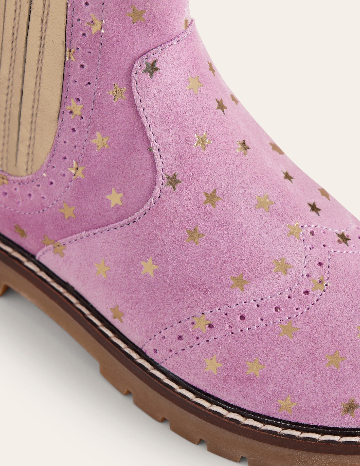 Chelsea-Stiefel aus Leder-Kosmos-Rosa Sterne