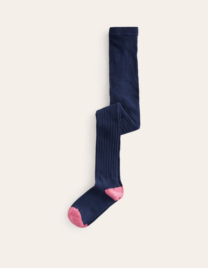 Strumpfhose aus Rippstrick-Französisches Marineblau