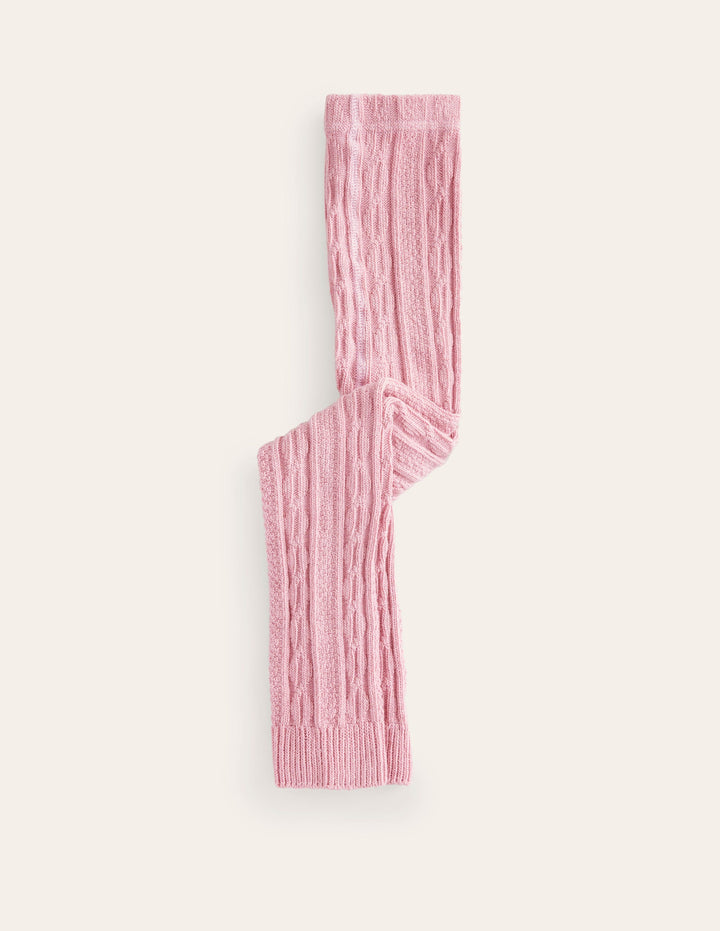 Fußlose Strumpfhose mit Zopfmuster-Vintage Rosa