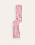 Fußlose Strumpfhose mit Zopfmuster-Vintage Rosa