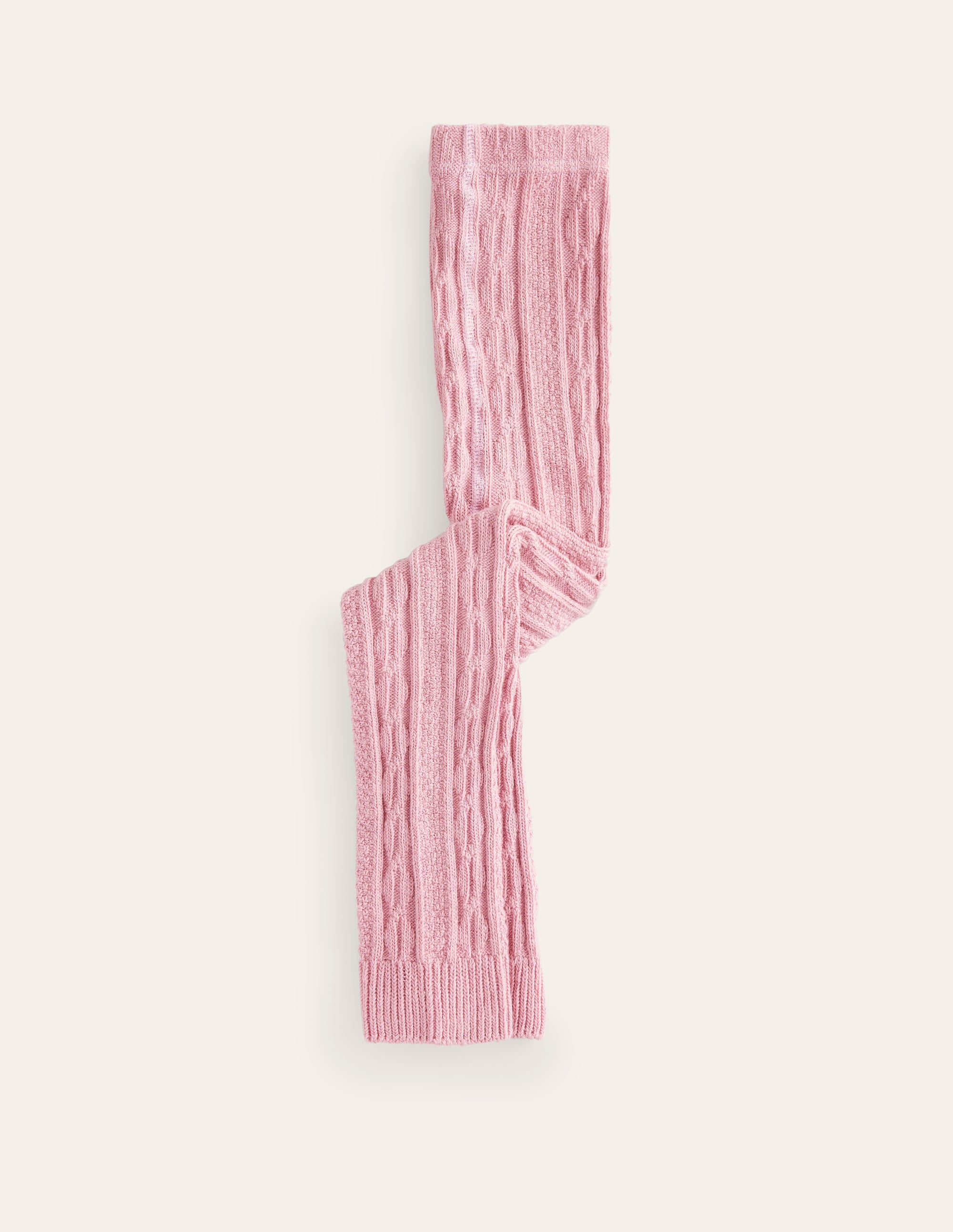 Fußlose Strumpfhose mit Zopfmuster-Vintage Rosa - Image 1