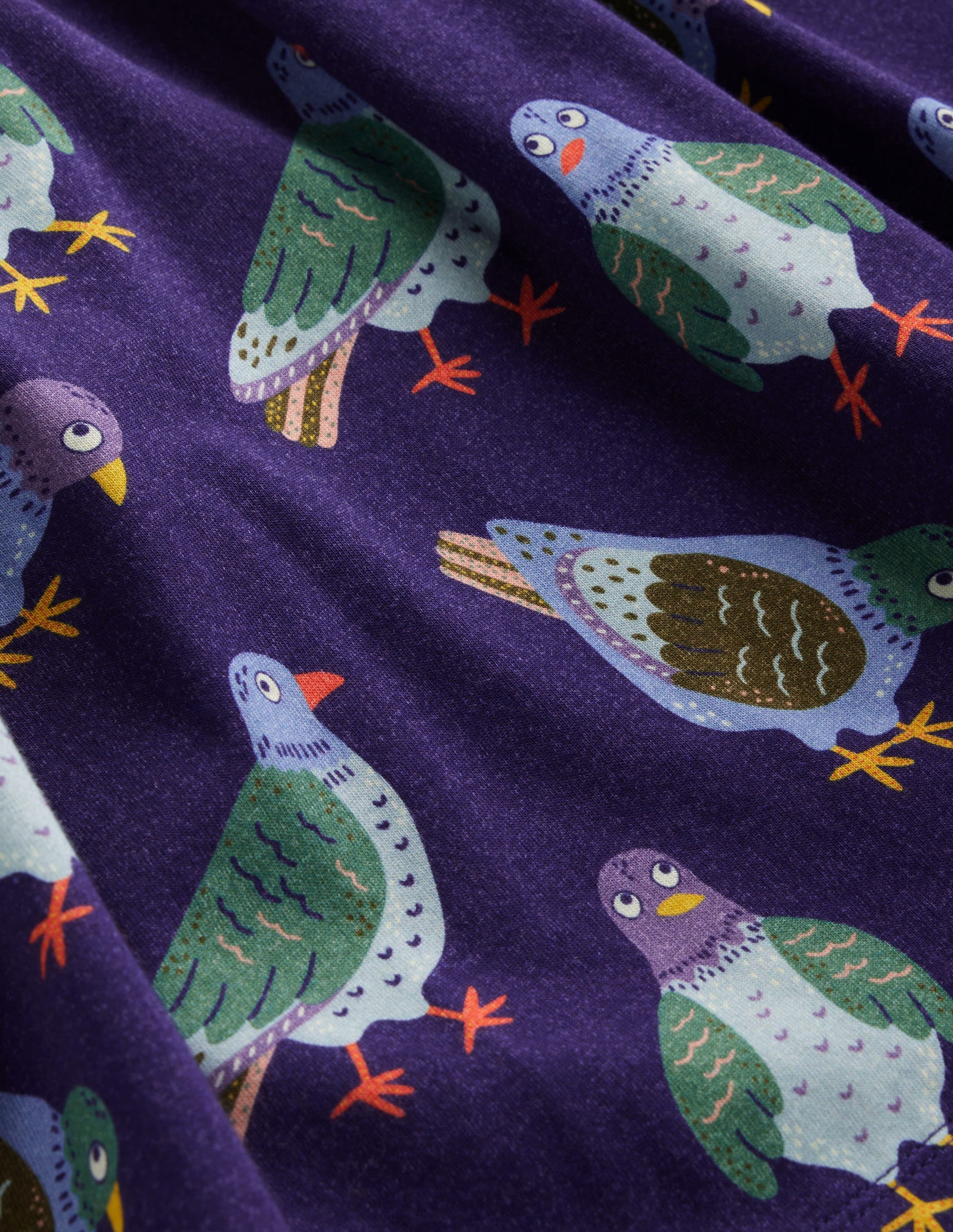 Robe fun à manches courtes en jersey-Pigeons bleu marine tribord-4