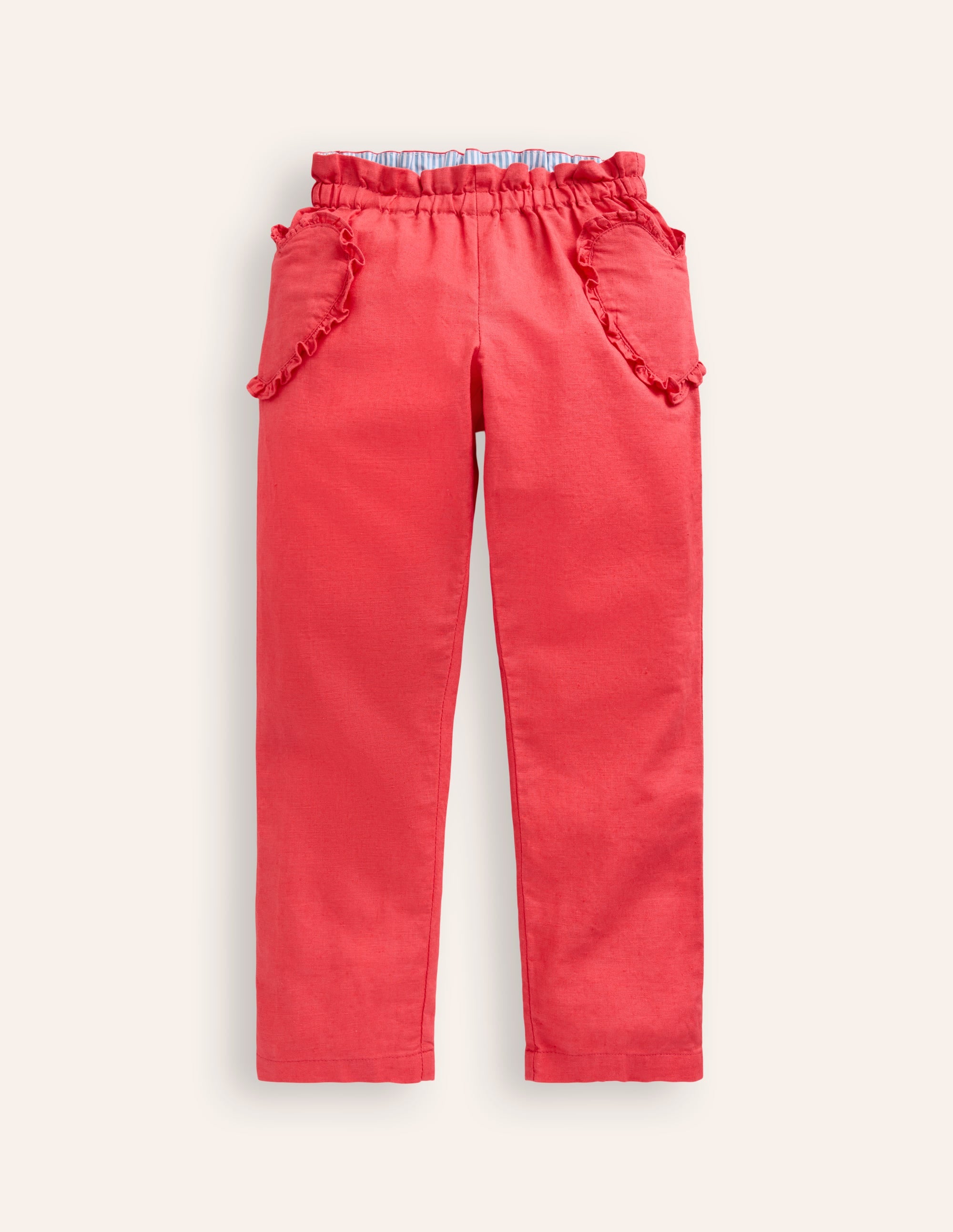 Pantalon à enfiler en coton et lin-Marmeladenrot - Image 1
