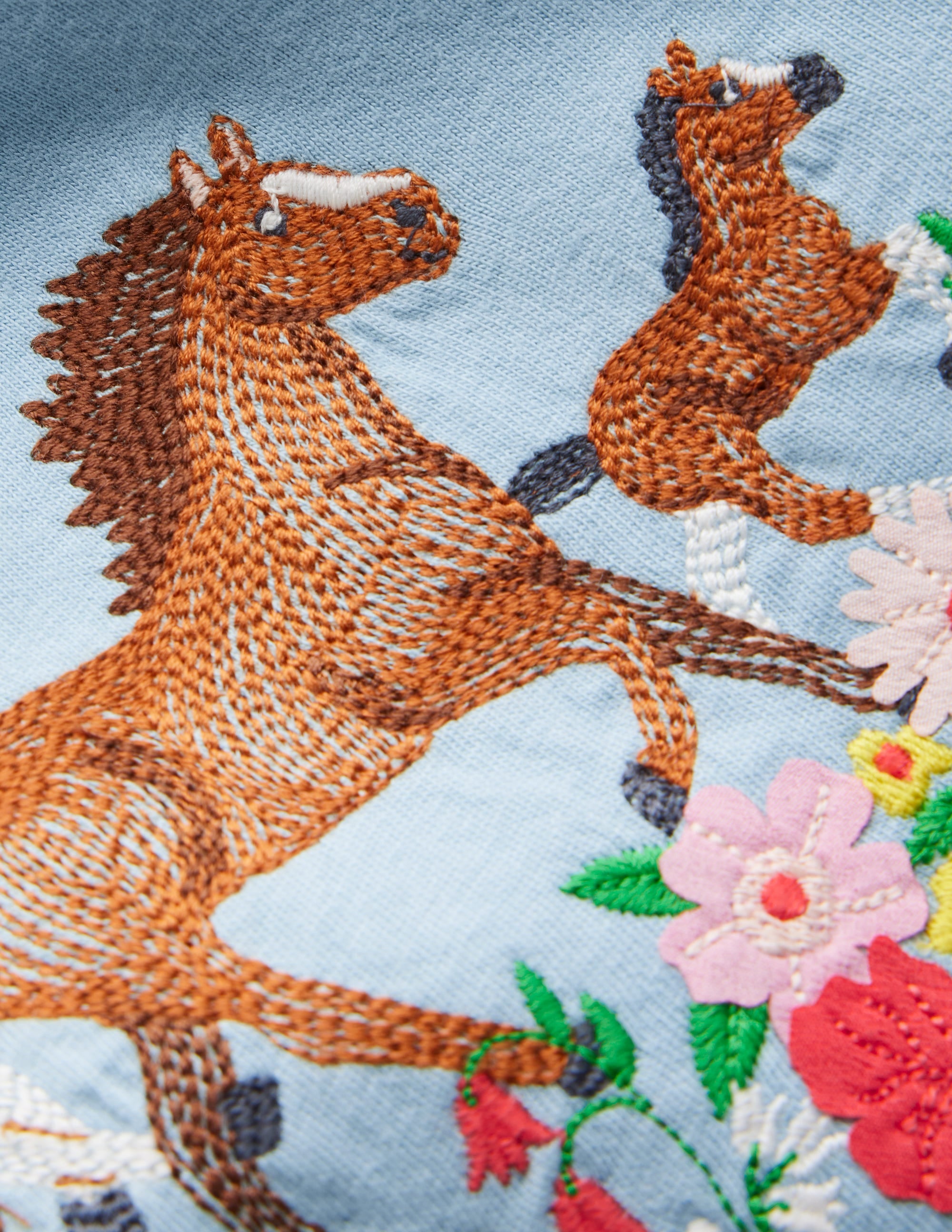Top à manches bouffantes et super surpiqûres-Chevaux bleus - Image 3