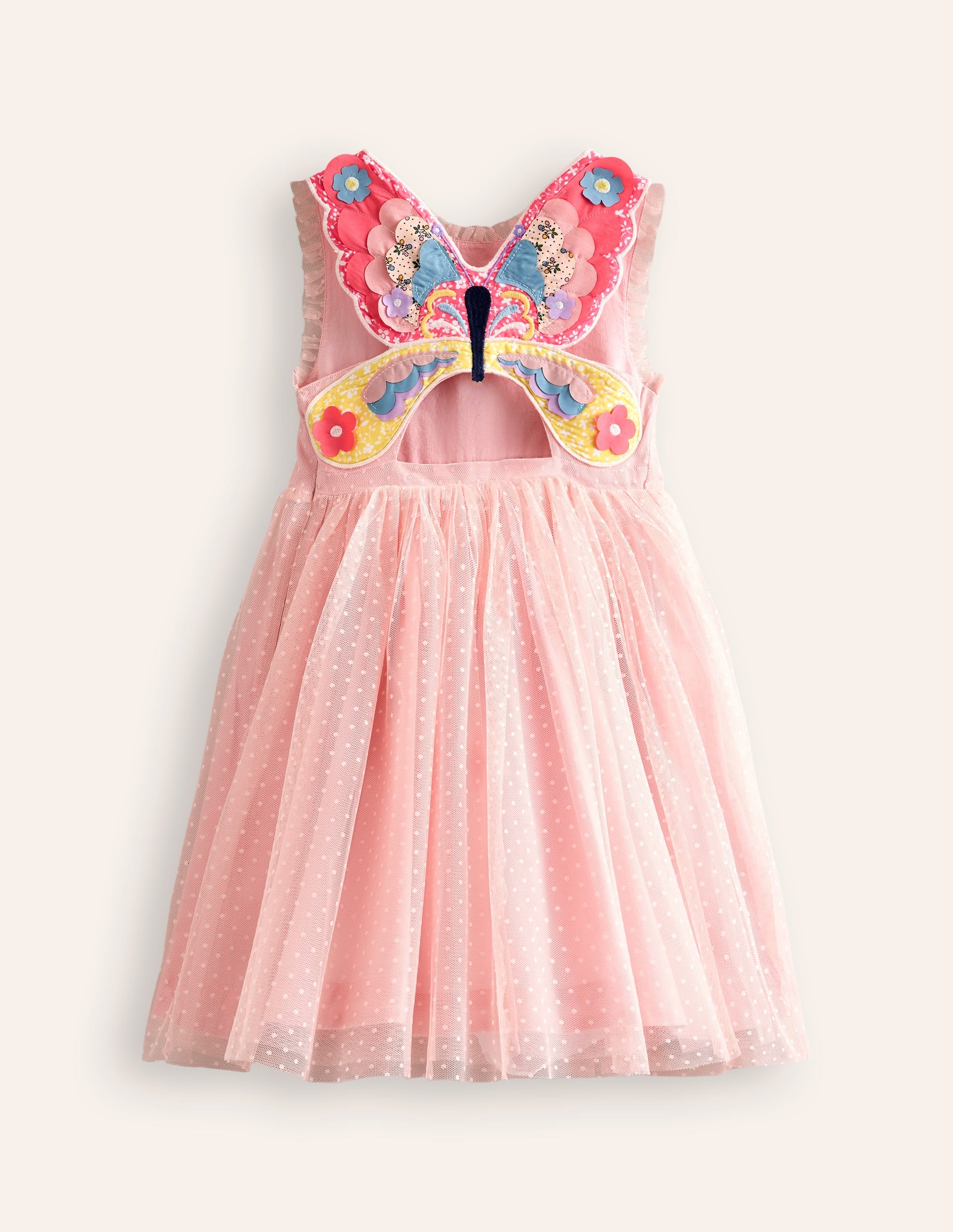 Kleid mit Tüllapplikation am Rücken-Ballettrosa Schmetterling - Image 2