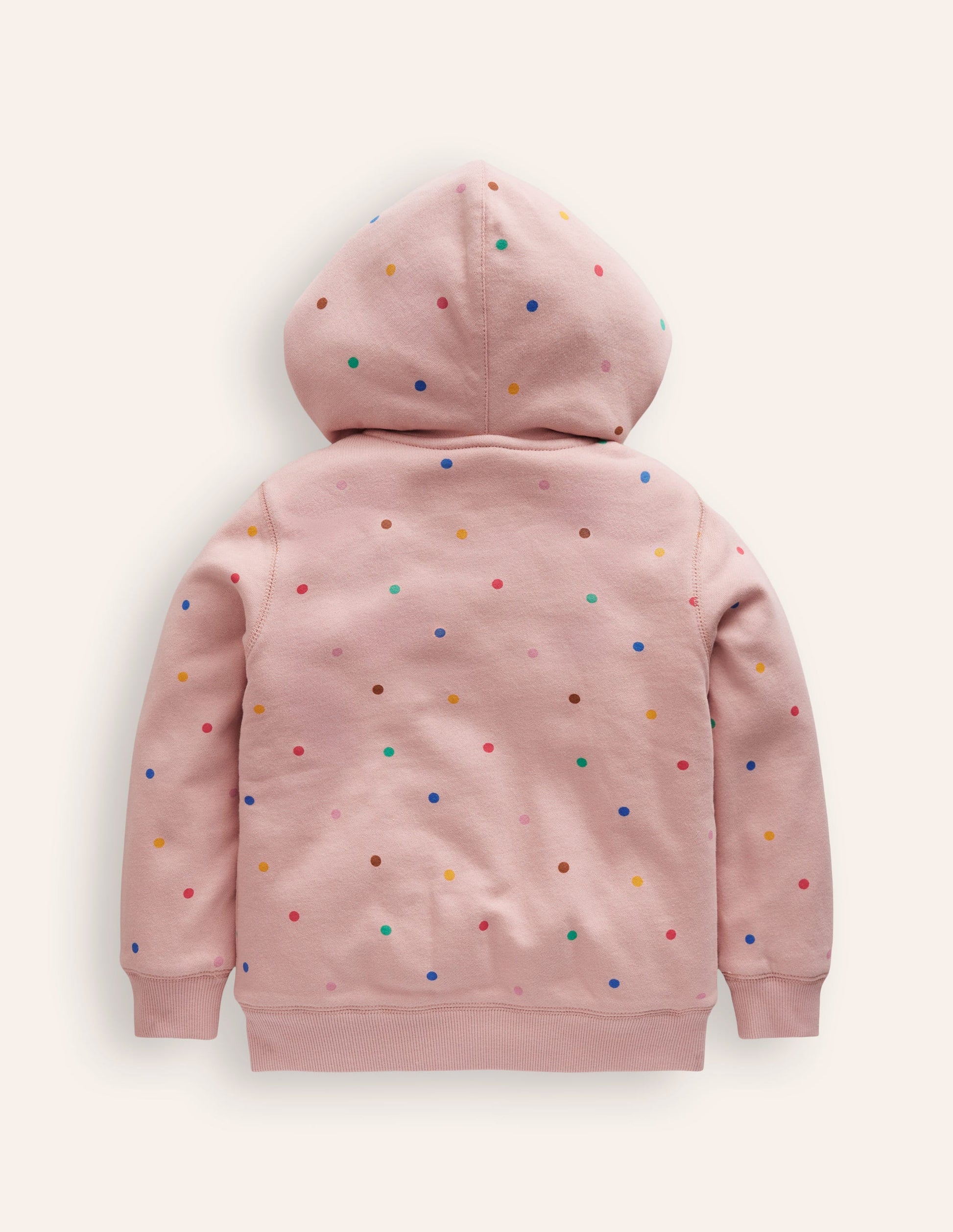 Kapuzenpullover mit Zottelfutter-Altrosa/Bunt, Getupft-2
