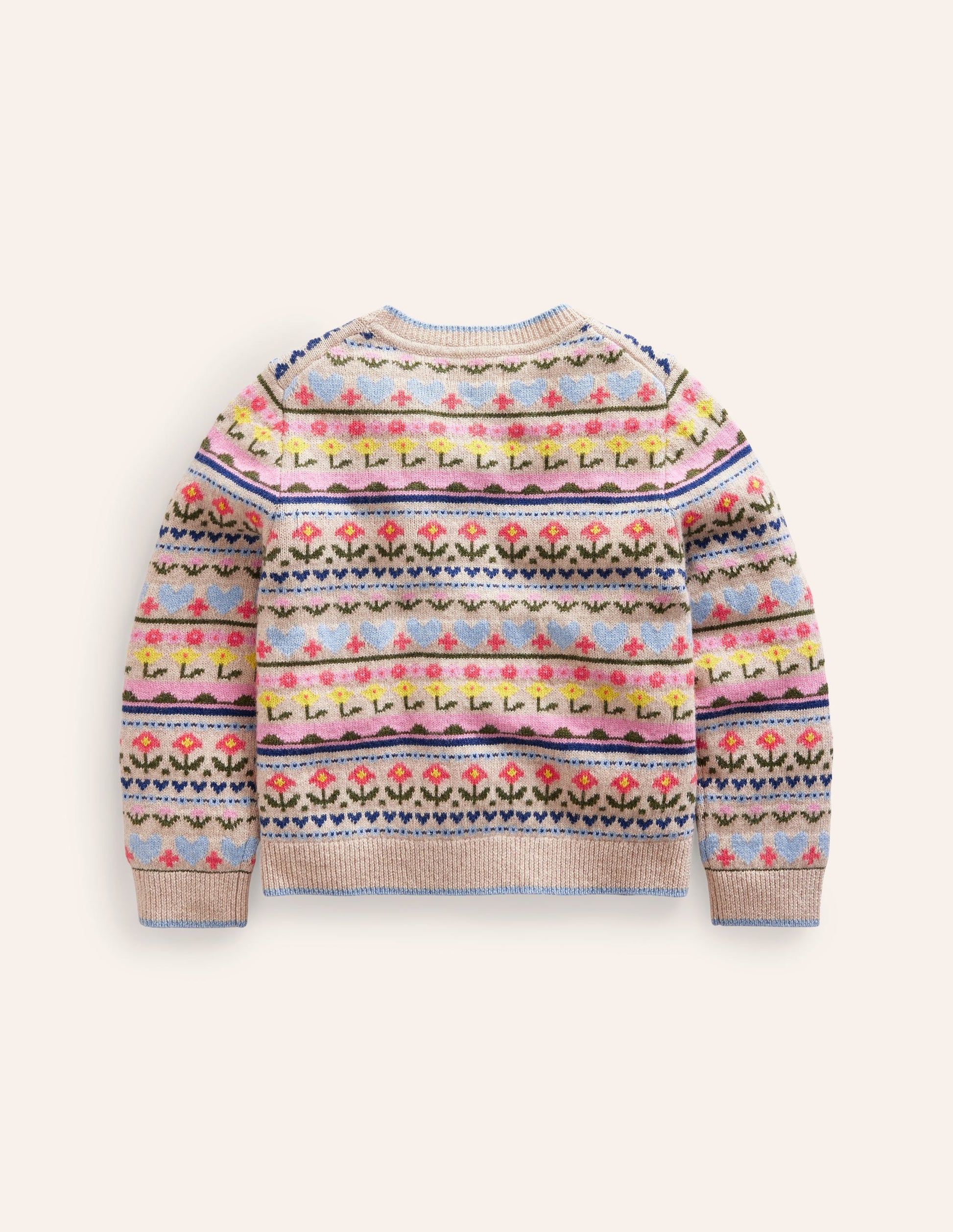 Fair-Isle-Strickjacke mit Blumen-Ecru Meliert, Blumen-6