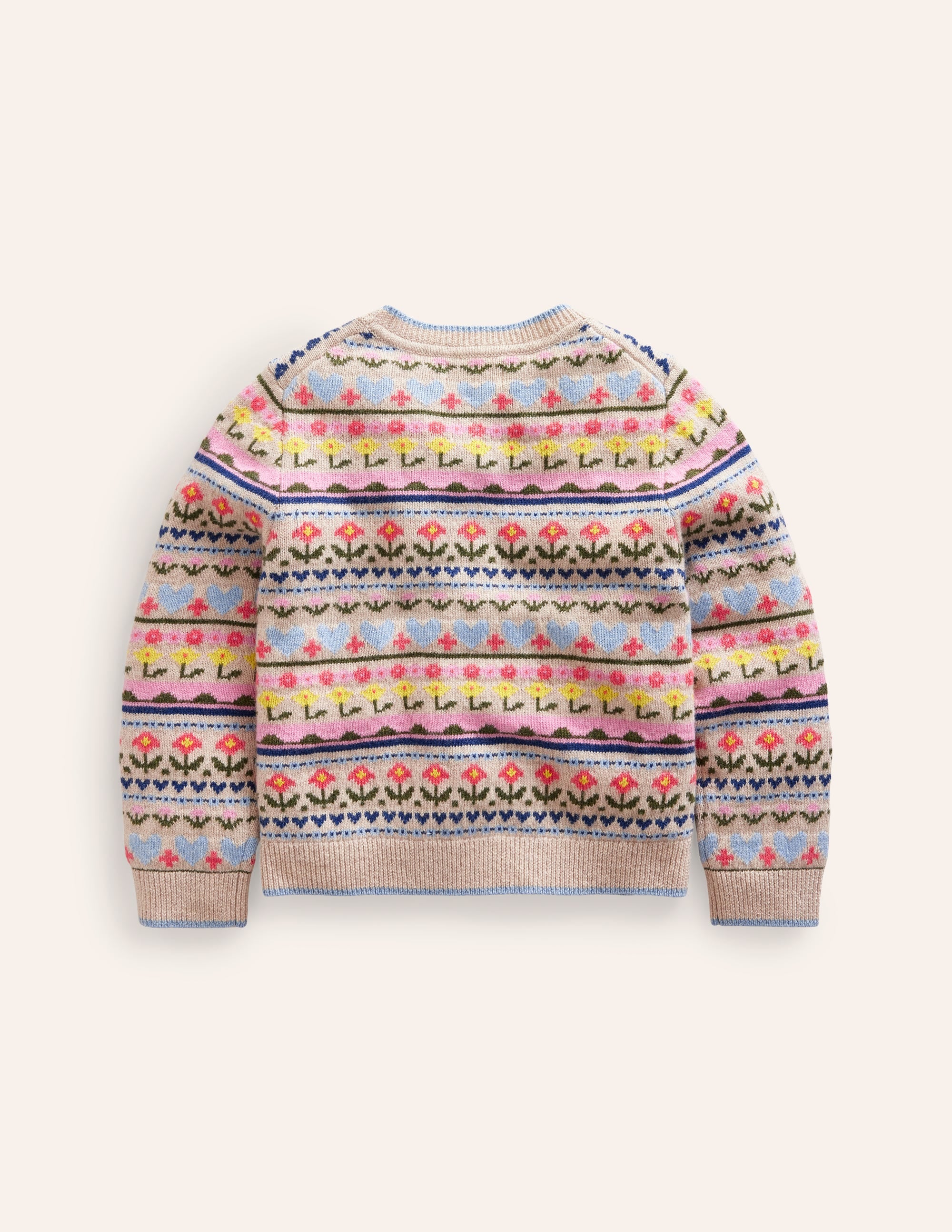 Fair-Isle-Strickjacke mit Blumen-Ecru Meliert, Blumen - Image 6