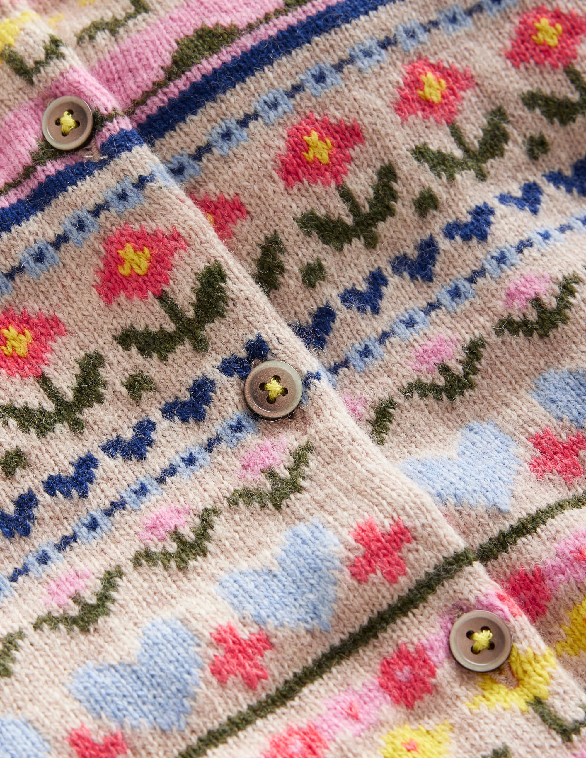 Fair-Isle-Strickjacke mit Blumen-Ecru Meliert, Blumen - Image 7