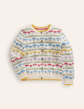 Edie Fair-Isle-Strickjacke-Beige Fliegenpilz Fair-Isle