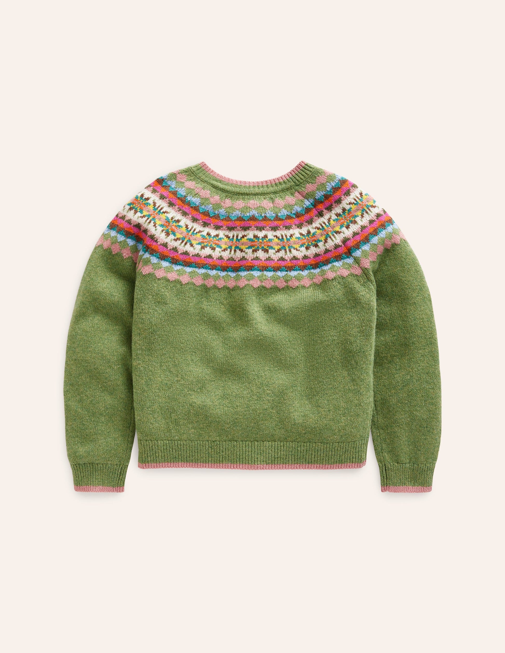 Edie Fair-Isle-Strickjacke-Grün/Rosa Fair-Isle-6