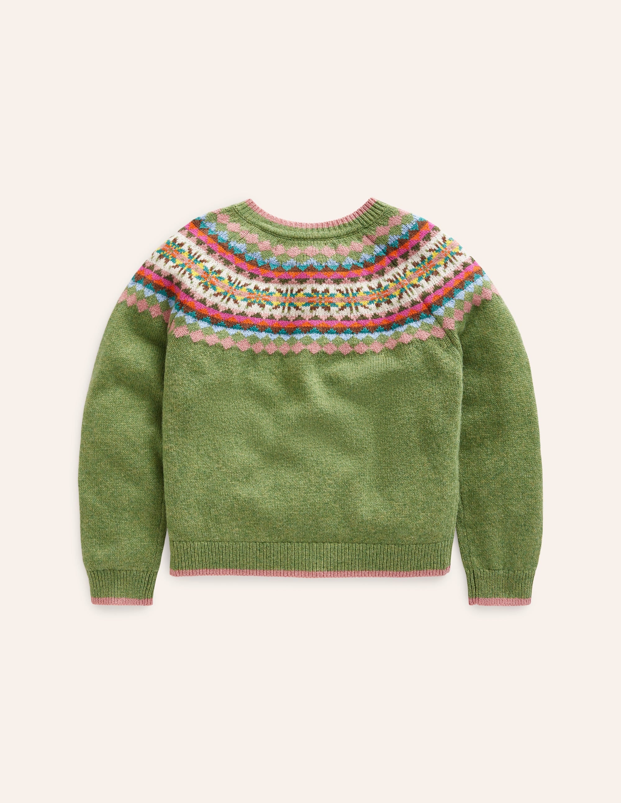 Edie Fair-Isle-Strickjacke-Grün/Rosa Fair-Isle - Image 6