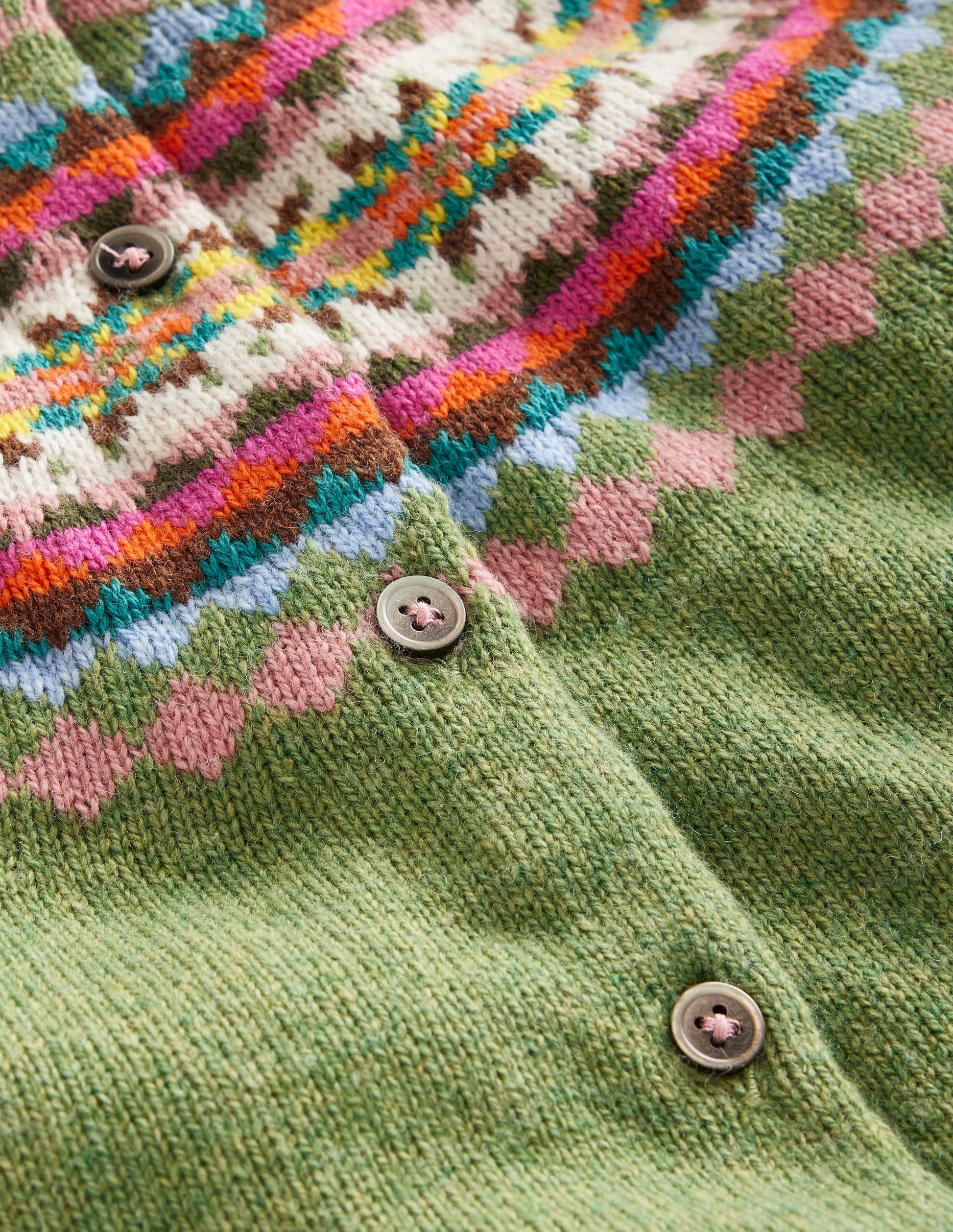 Edie Fair-Isle-Strickjacke-Grün/Rosa Fair-Isle-7