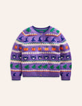 Cardigan Edie à motif jacquard-Motif Halloween violet aster