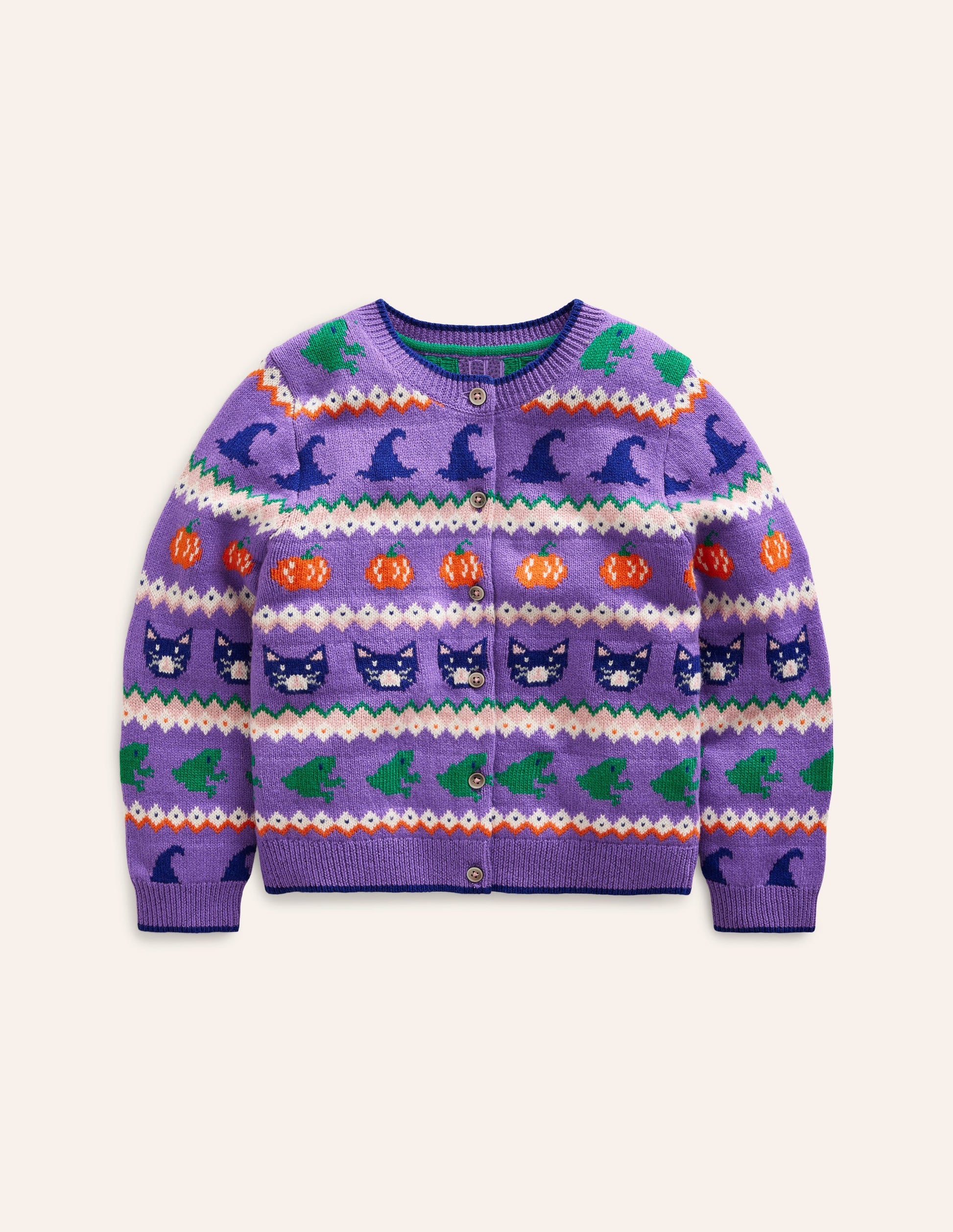 Cardigan Edie à motif jacquard-Motif Halloween violet aster-1