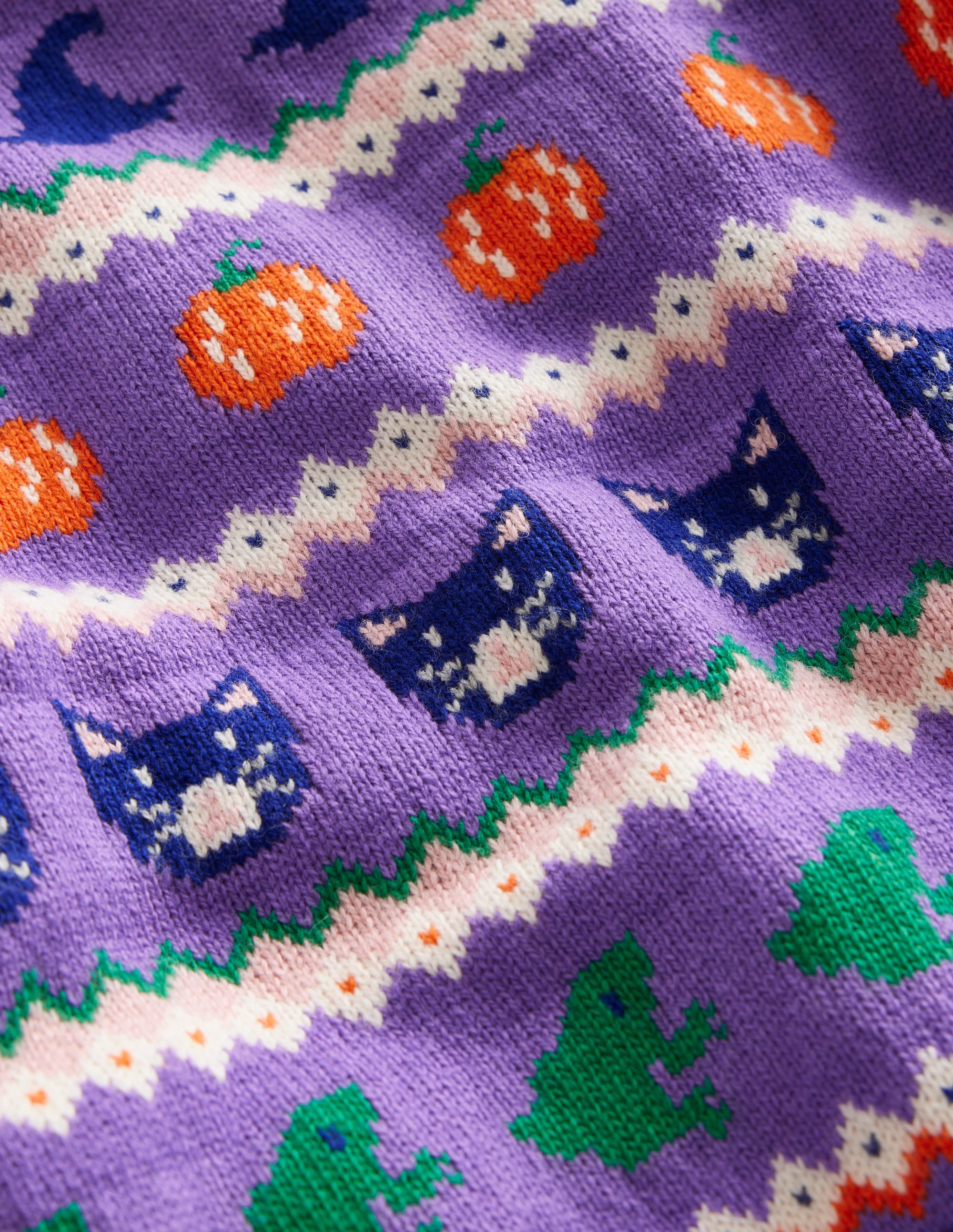 Cardigan Edie à motif jacquard-Motif Halloween violet aster - Image 3