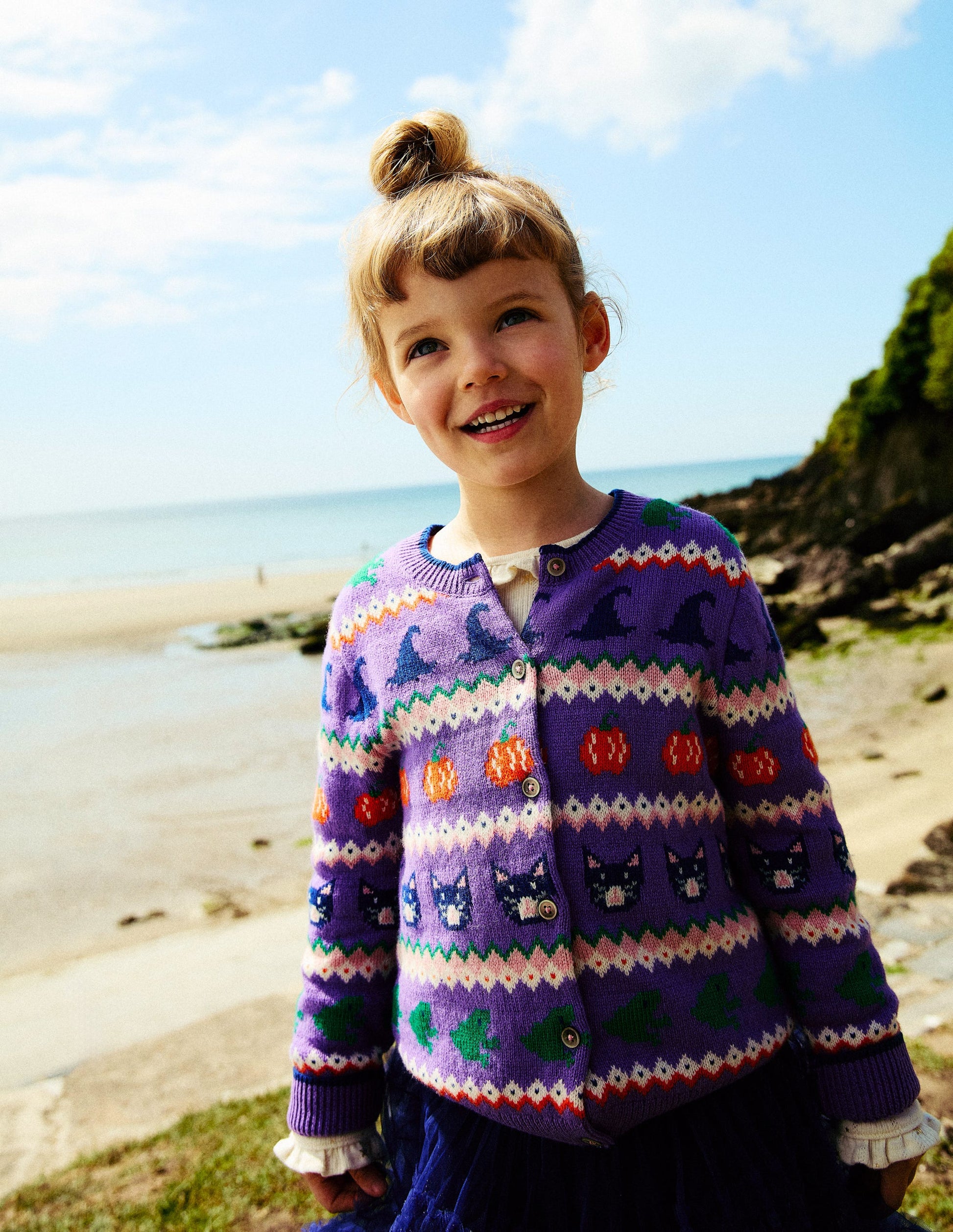 Cardigan Edie à motif jacquard-Motif Halloween violet aster-4