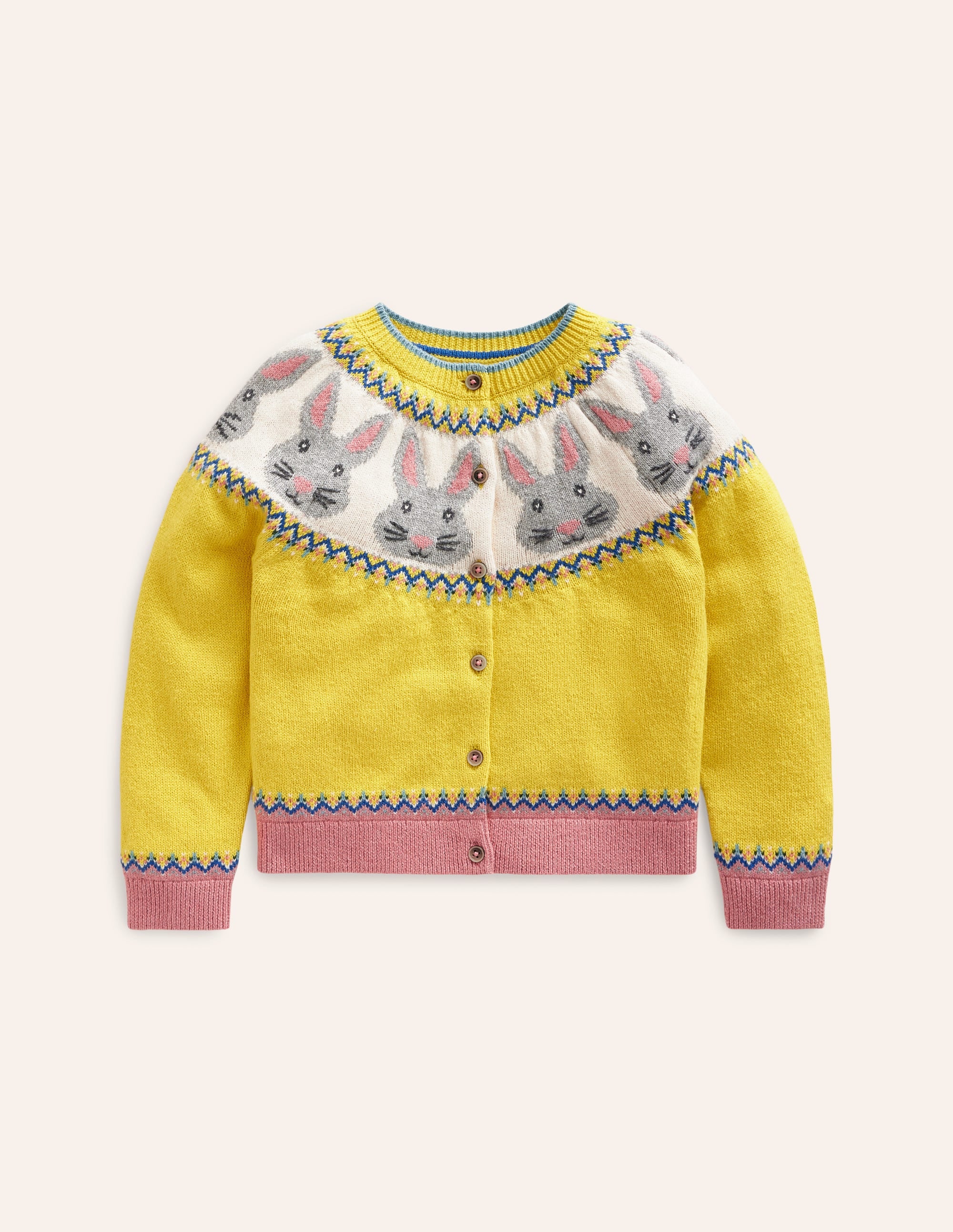 Edie Fair-Isle-Strickjacke-Honiggelb, Häschen - Image 4
