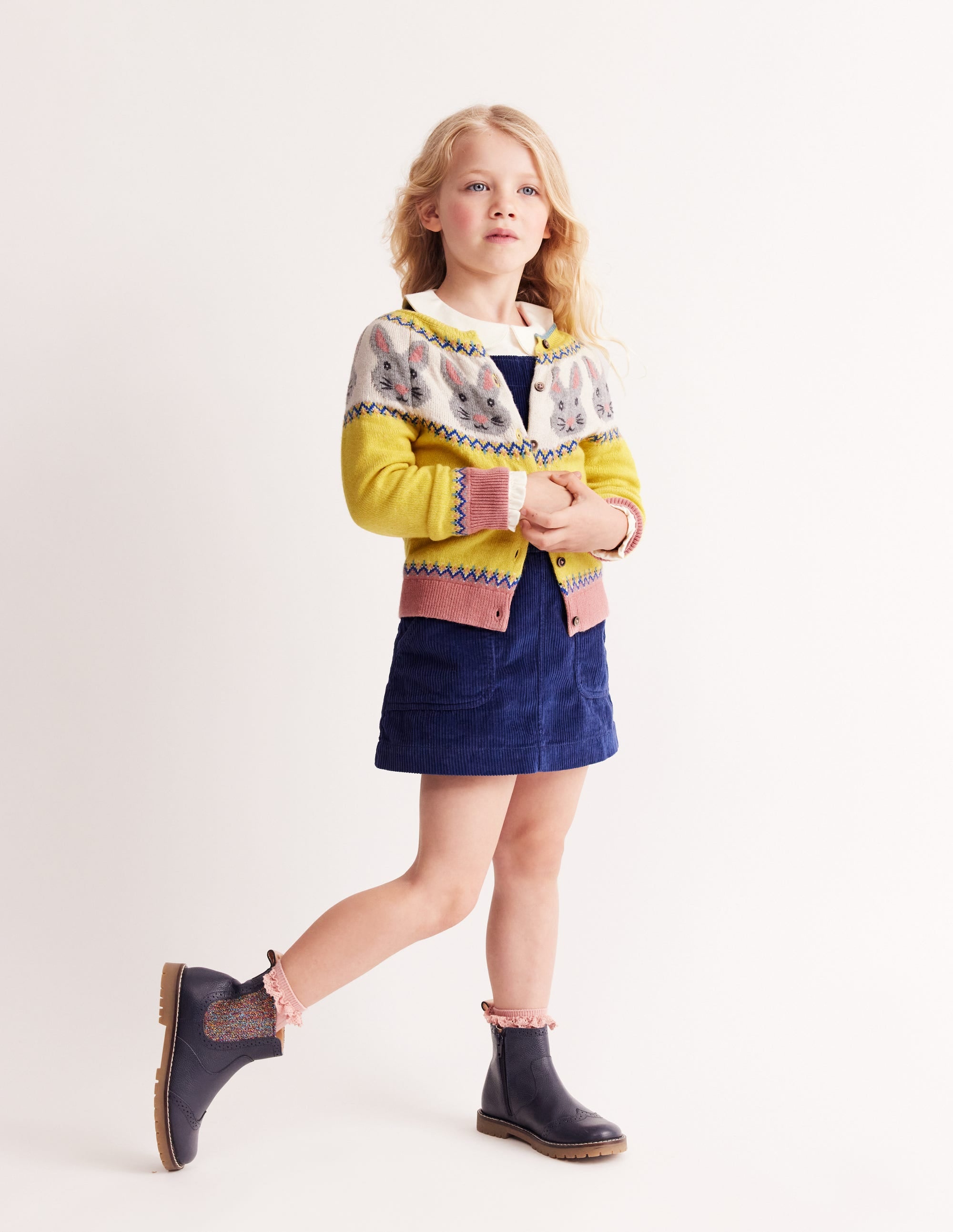 Edie Fair-Isle-Strickjacke-Honiggelb, Häschen - Image 1