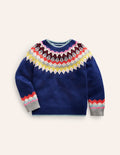 Pull Eleanor à motif jacquard-Bleu saphir
