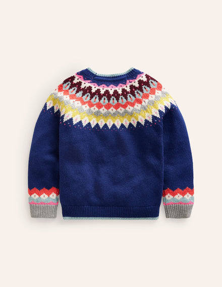 Eleanor Fair-Isle-Pullover-Saphirblau