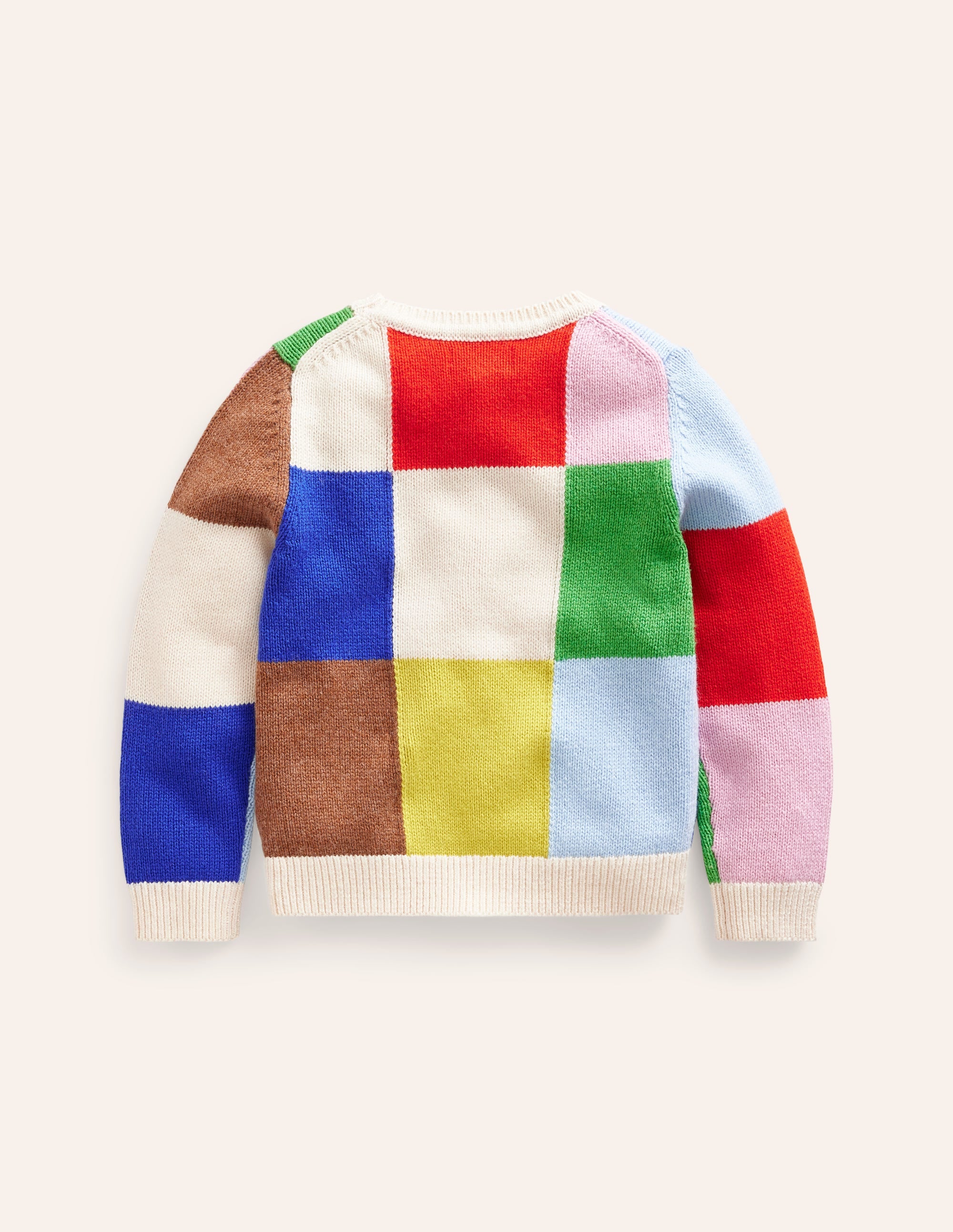 Patchwork Check Jumper-Multi Colourblock Apples - Image 4