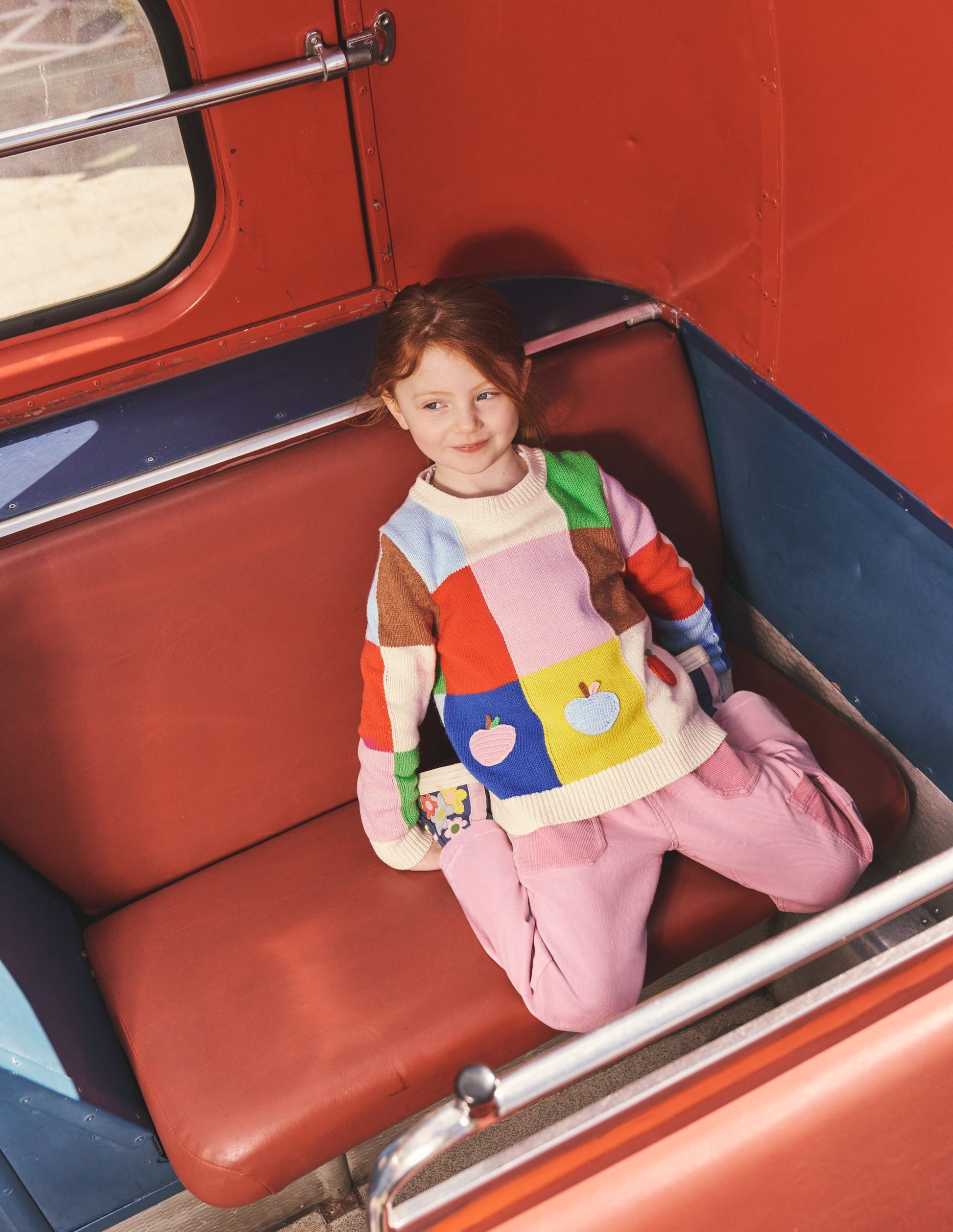 Patchwork Check Jumper-Multi Colourblock Apples-6