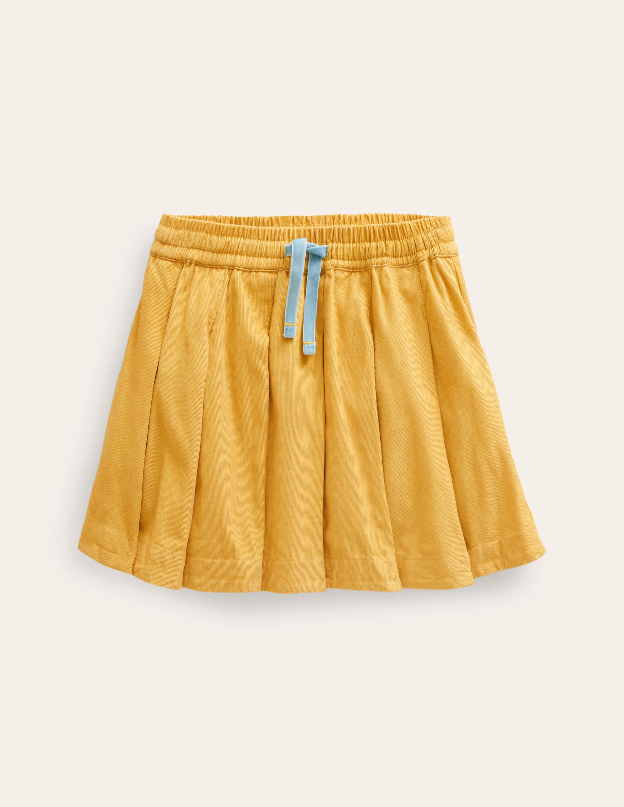 Jupe plissée tournoyante à enfiler-Velours côtelé jaune canari - Image 1