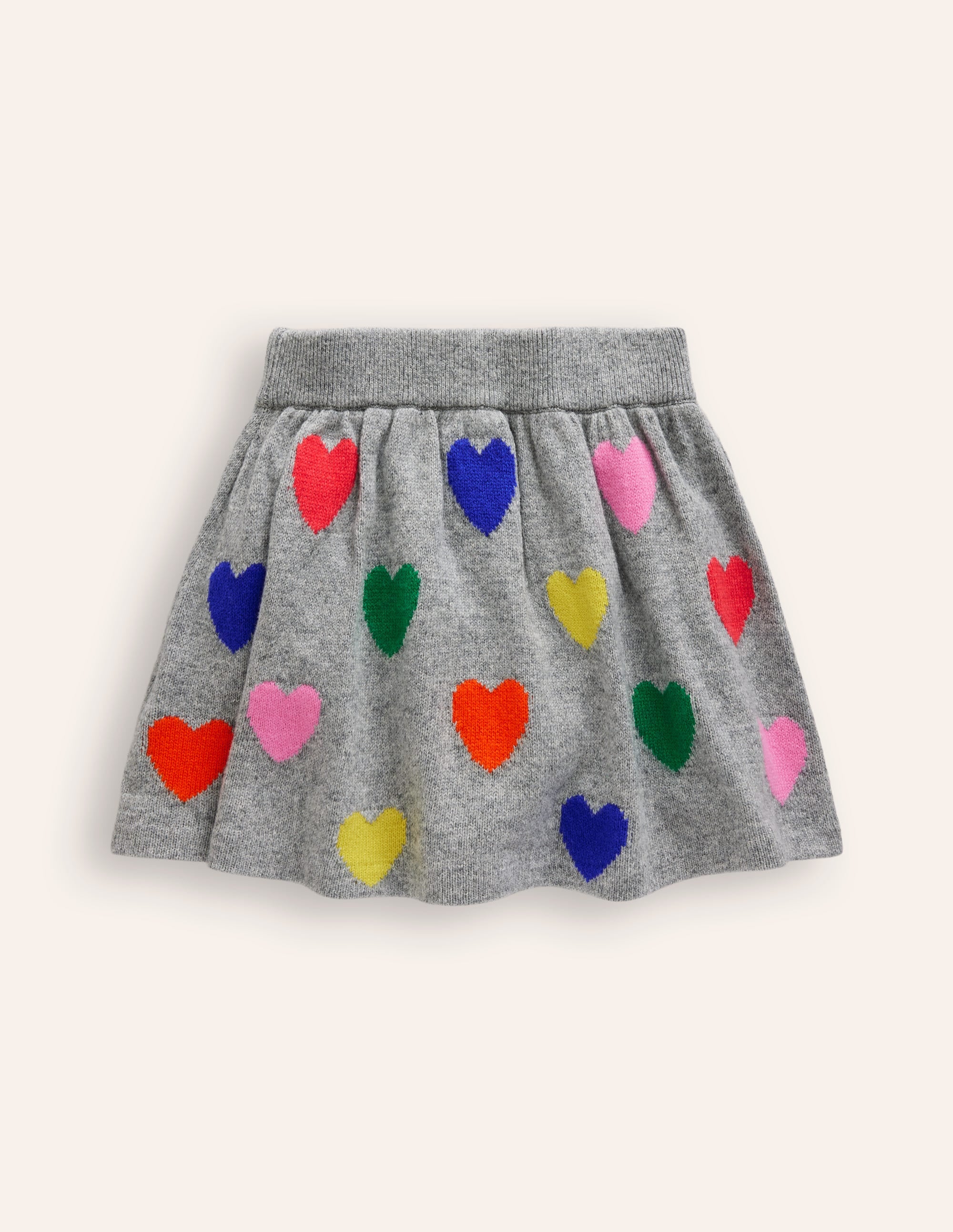 Jupe évasée en maille-Cœurs multi gris - Image 6