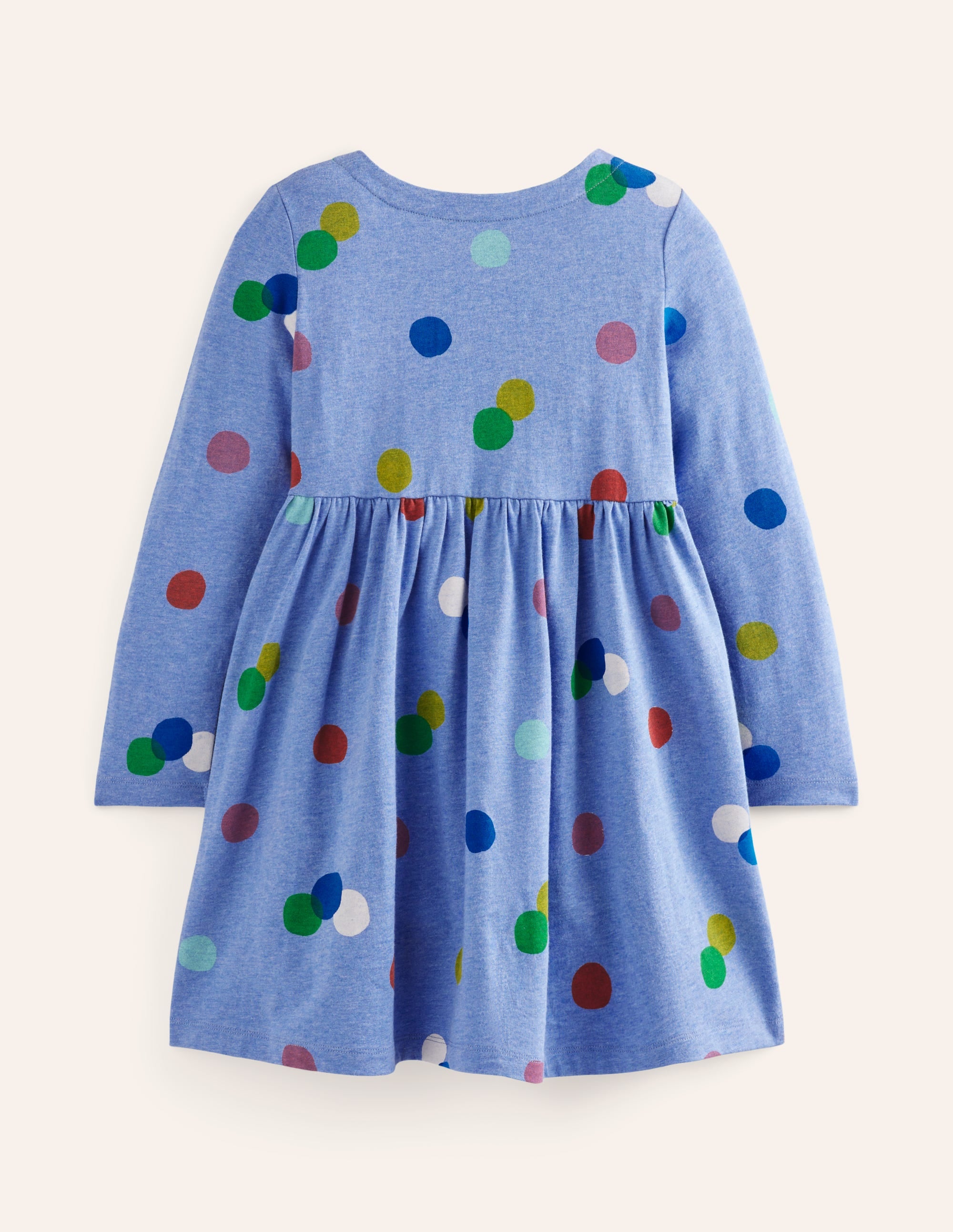 Originelles langärmeliges Jerseykleid-Blau Meliert, Gepunktet - Image 2