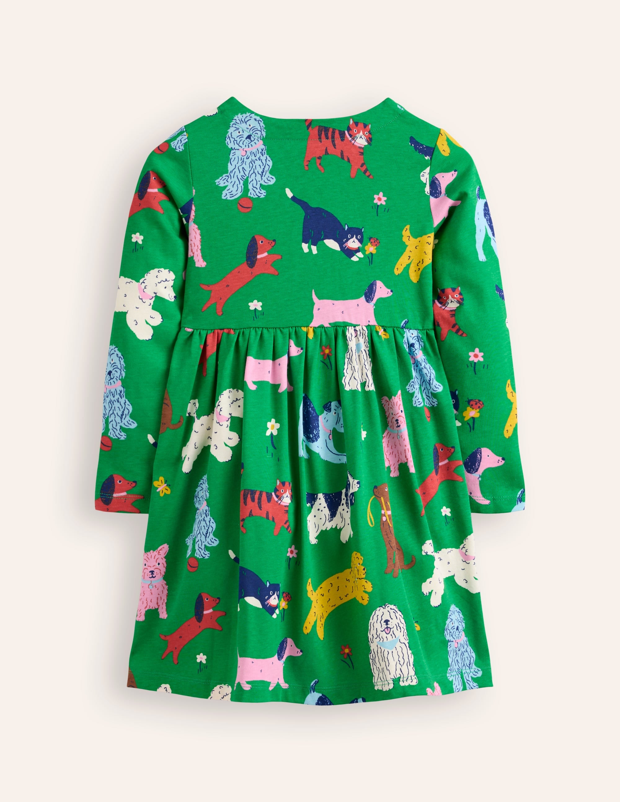 Robe fun à manches longues en jersey-Animaux vert parc - Image 5