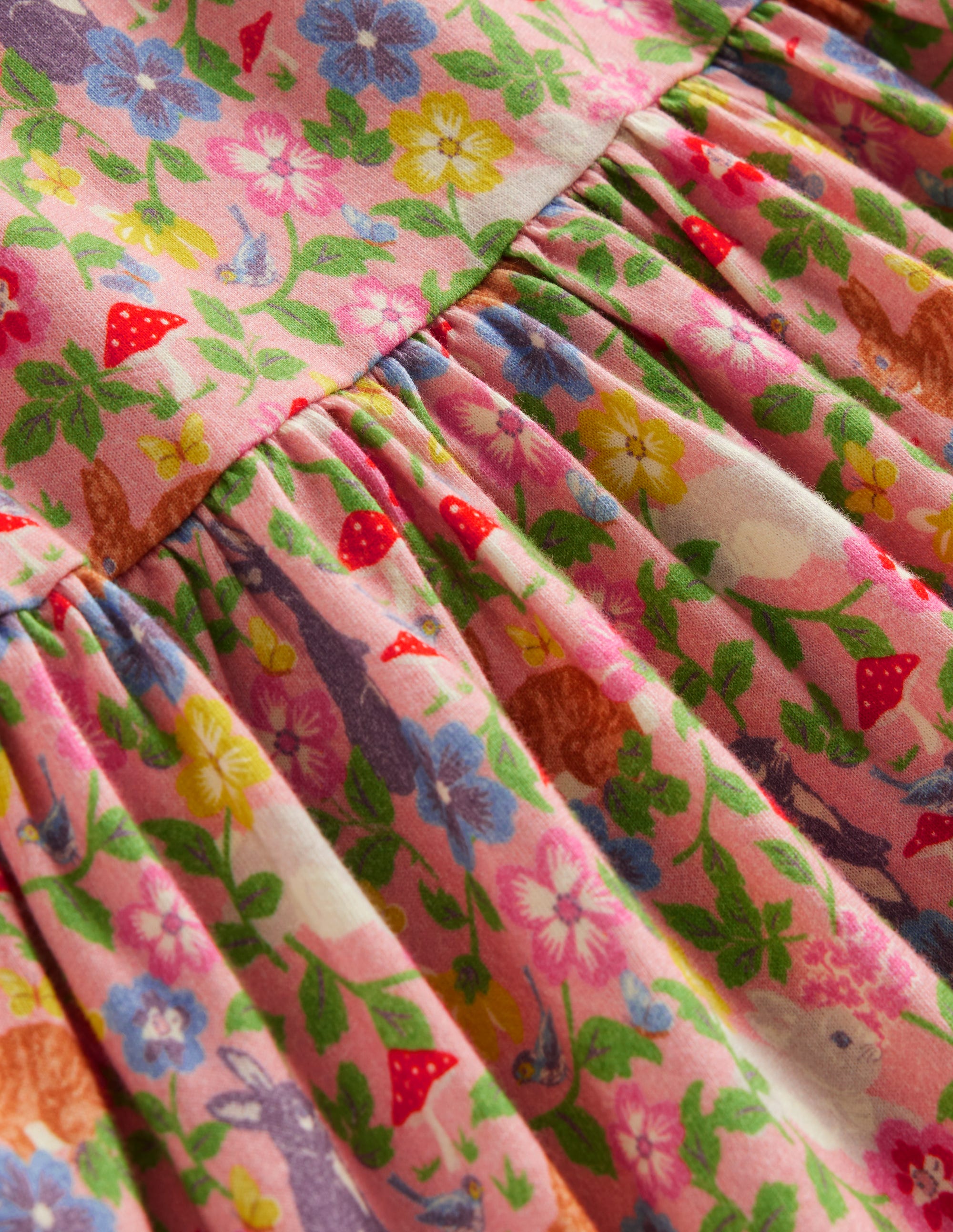 Robe fun à manches longues en jersey-Champ de lapins rose vintage - Image 3