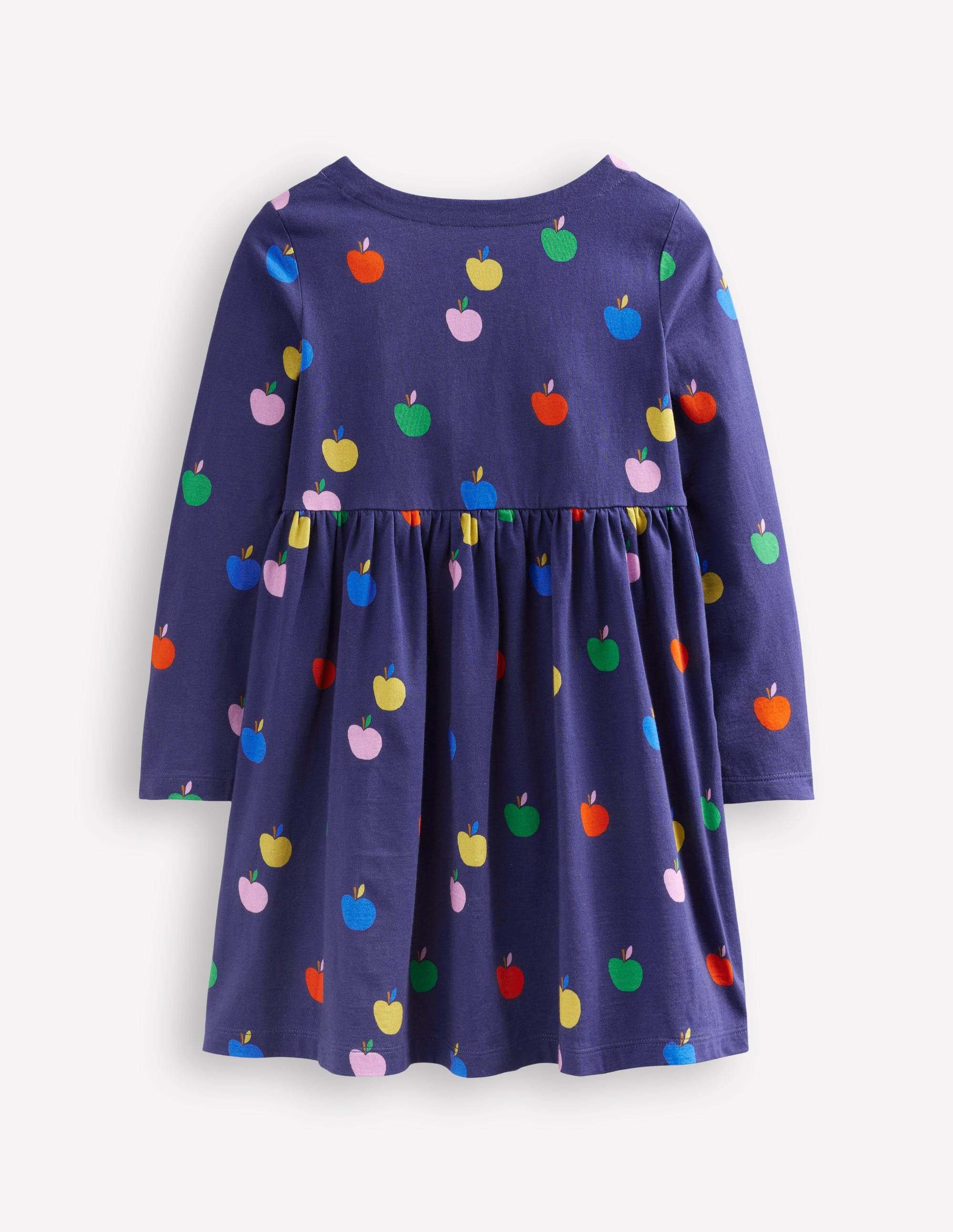 Originelles langärmeliges Jerseykleid-Schuluniform-Marineblau Regenbogen Äpfel - Image 4