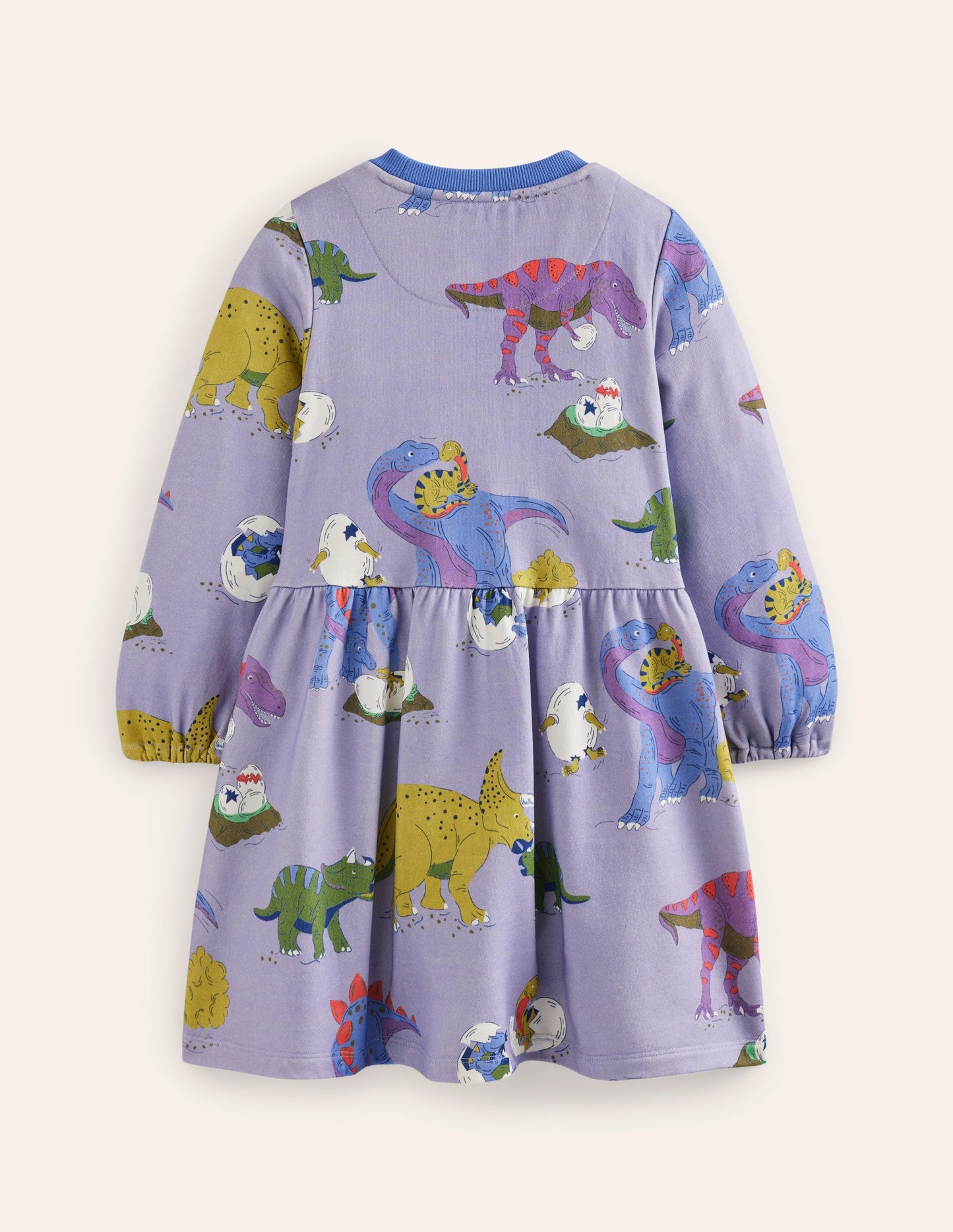 Robe-sweat à envers bouclé-Famille de dinosaures lilas