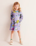 Loopback-Sweatshirtkleid-Flieder Dino-Familie