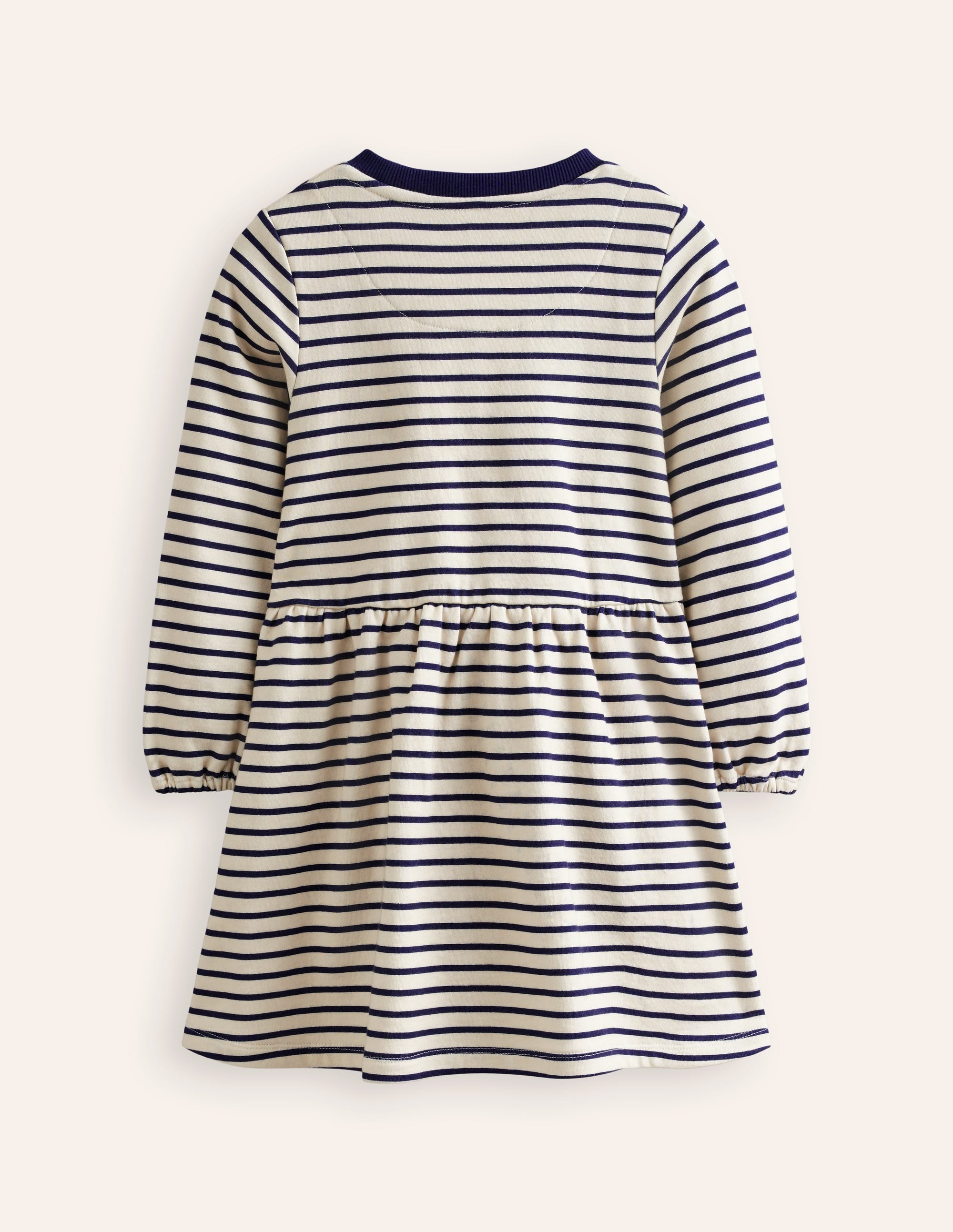 Loopback-Sweatshirtkleid-Weiß/College-Marineblau Gestreift - Image 2