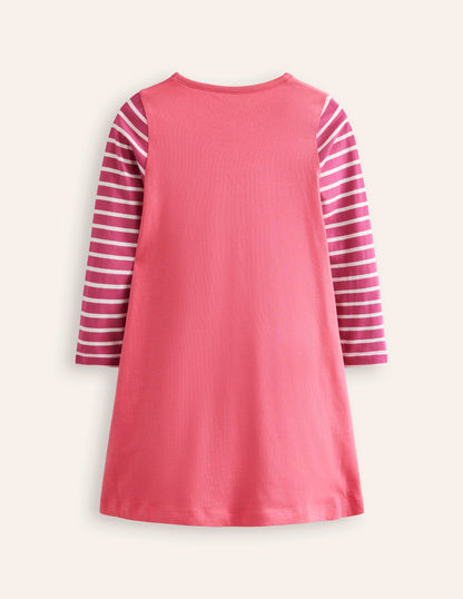Elsie Kleid mit großen Applikationen-Bezauberndes Rosa Pink Mäuse
