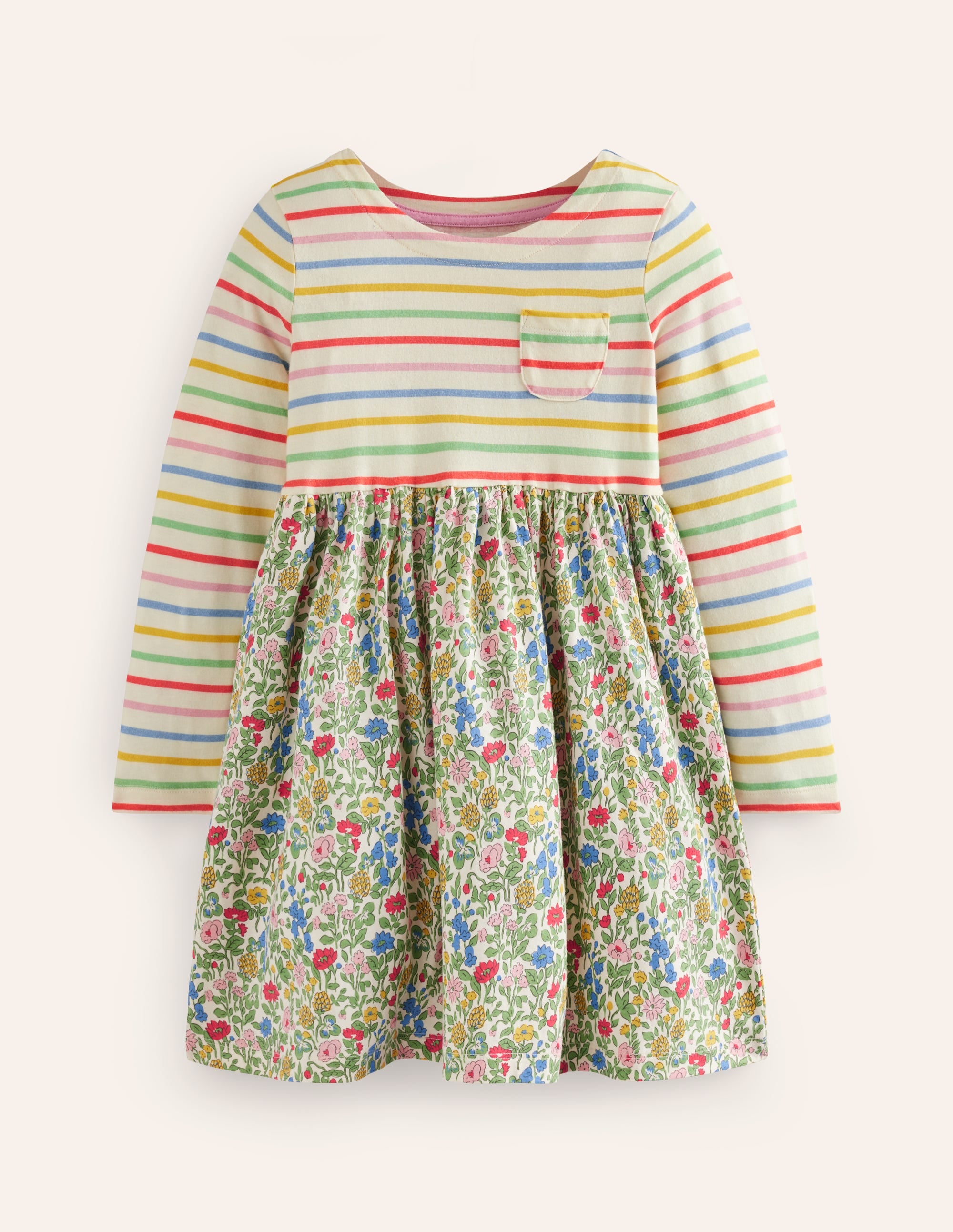 Kuddelmuddel Jersey-Kleid-Bunt mit Blumenwiese - Image 1