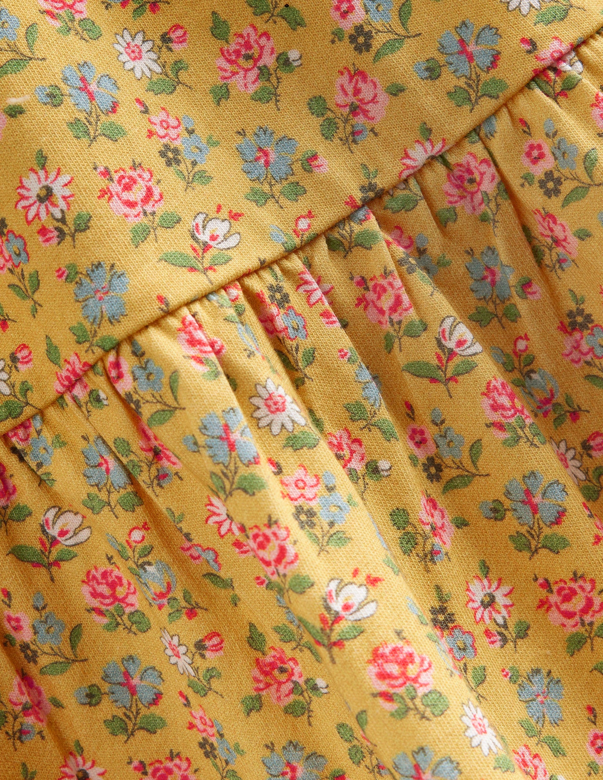 Gestuftes Jerseykleid-Kanariengelb Kleines Blumenmuster-3