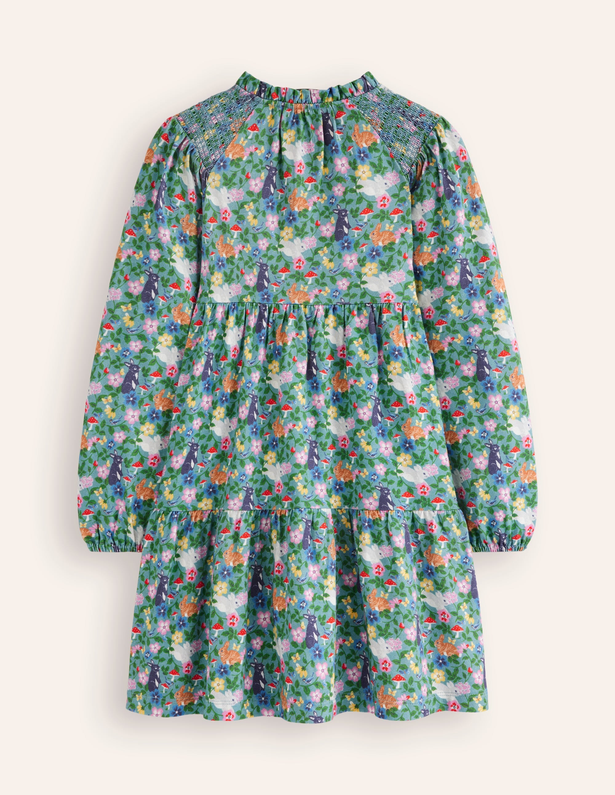 Gestuftes Jerseykleid-Bachblau Häschen Feld - Image 2