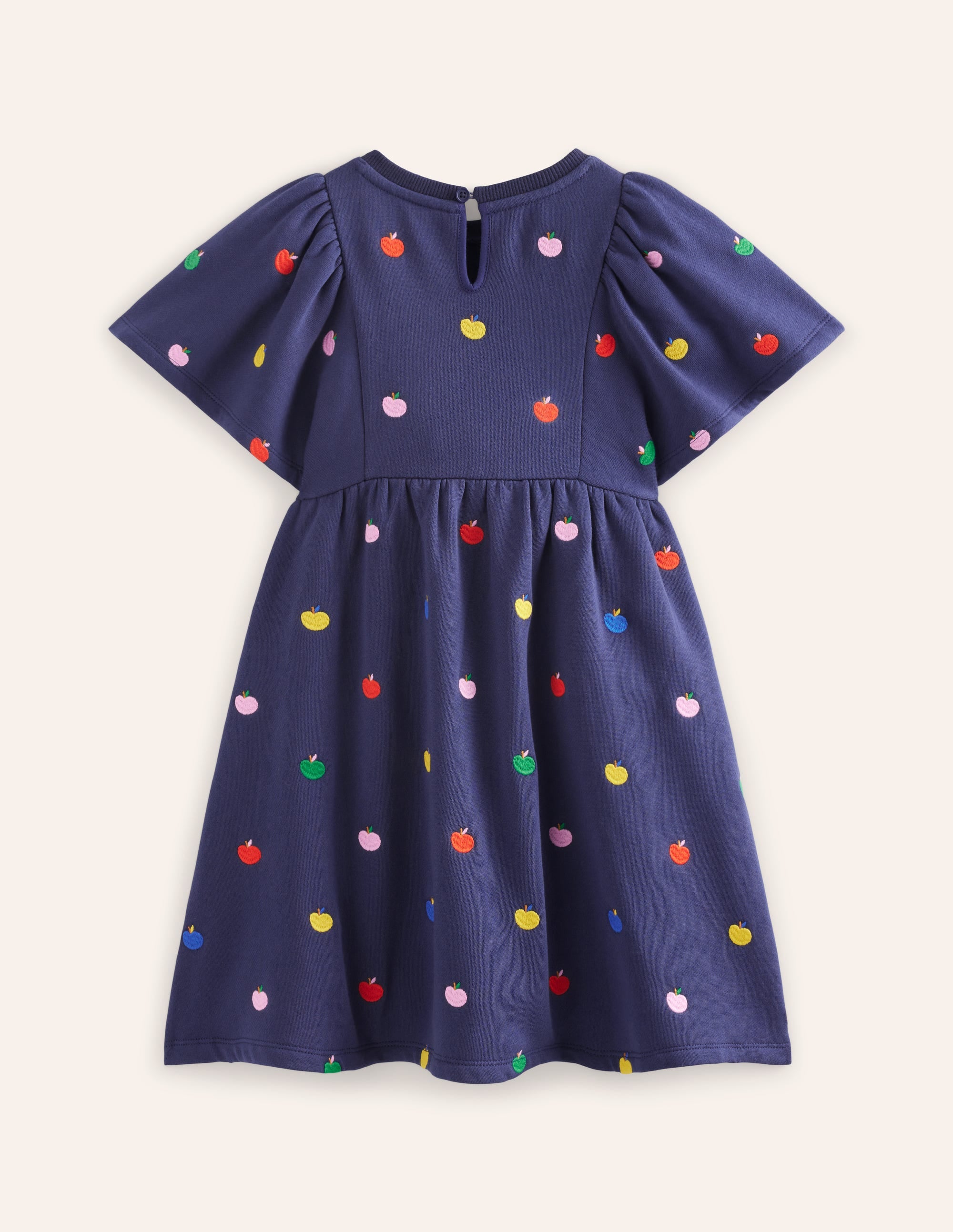 Robe-sweat brodée cosy-Pommes arc-en-ciel bleu marine universitaire - Image 5