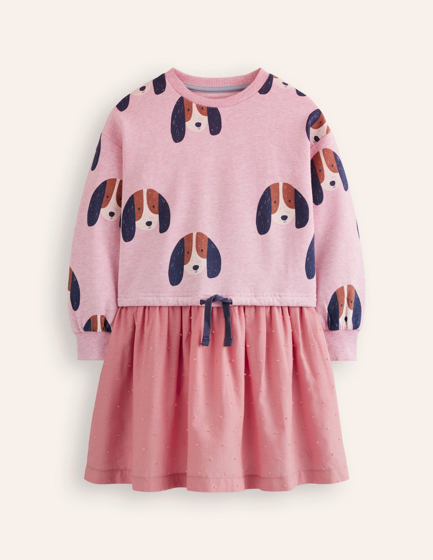 Robe-sweat en tissu mélangé-Chiots rose amande chiné