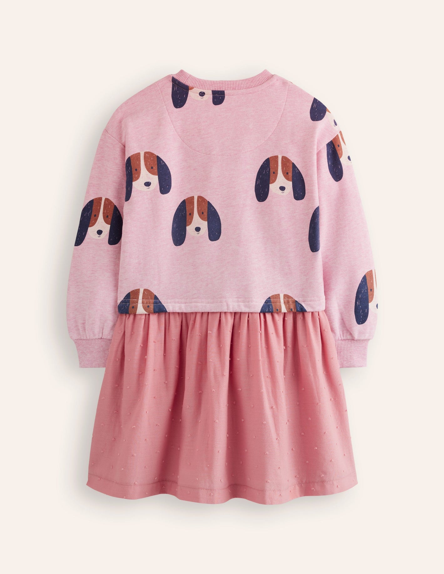 Robe-sweat en tissu mélangé-Chiots rose amande chiné